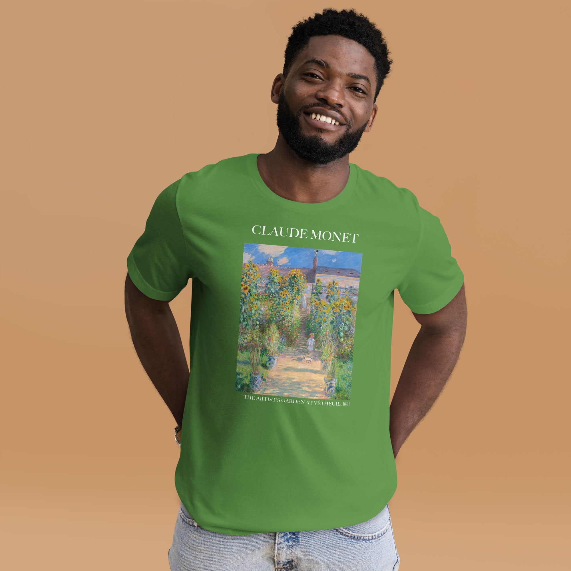 Claude Monet 'The Artist's Garden at Vétheuil' Famous Painting T-Shirt | Unisex Classic Art Tee