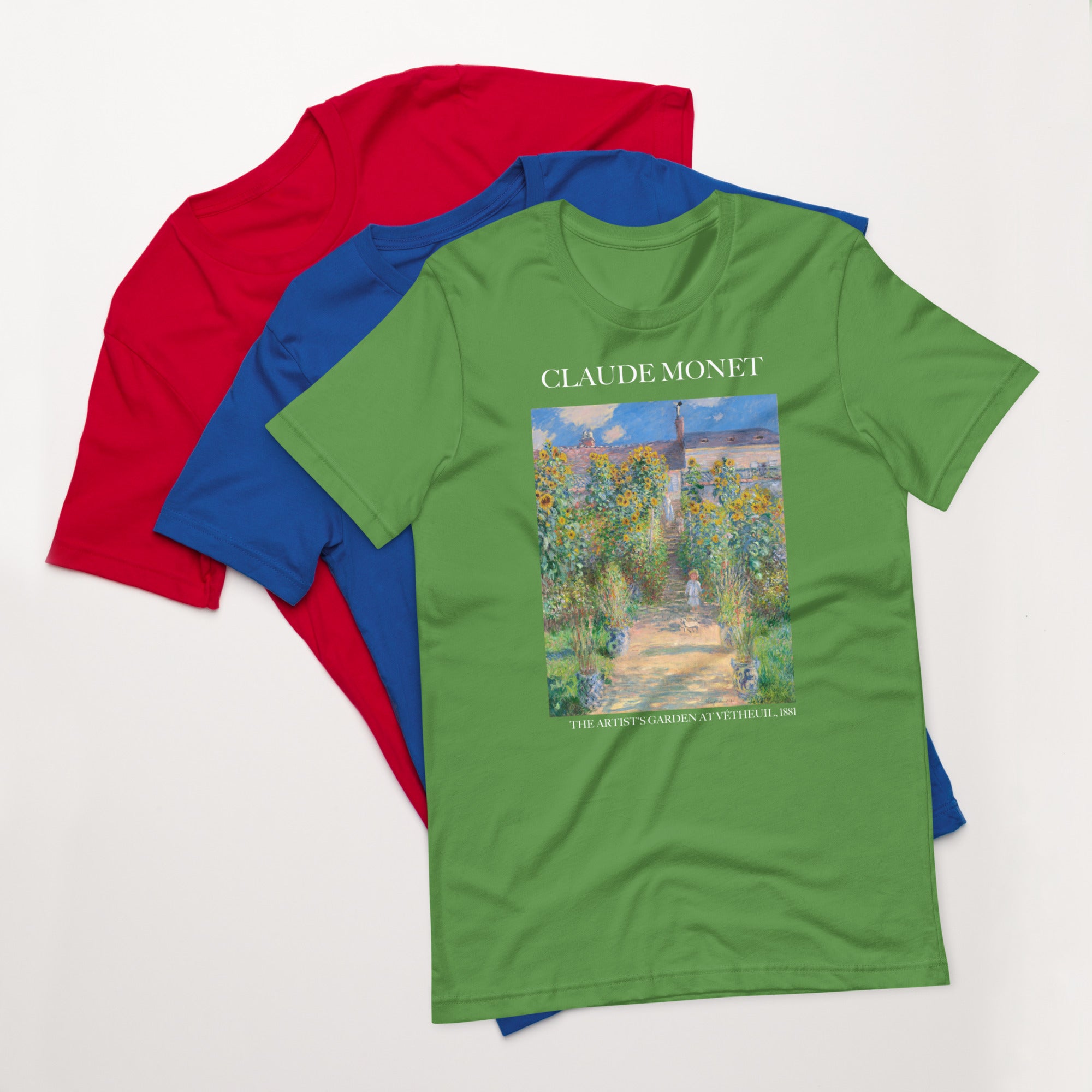 Claude Monet 'The Artist's Garden at Vétheuil' Famous Painting T-Shirt | Unisex Classic Art Tee