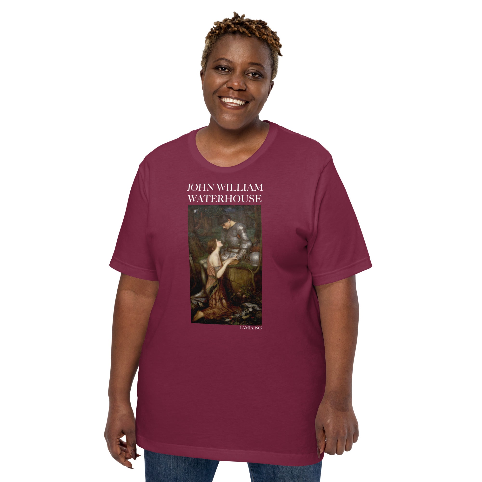 T-Shirt mit berühmtem Gemälde „Lamia“ von John William Waterhouse | Unisex-T-Shirt im klassischen Kunststil