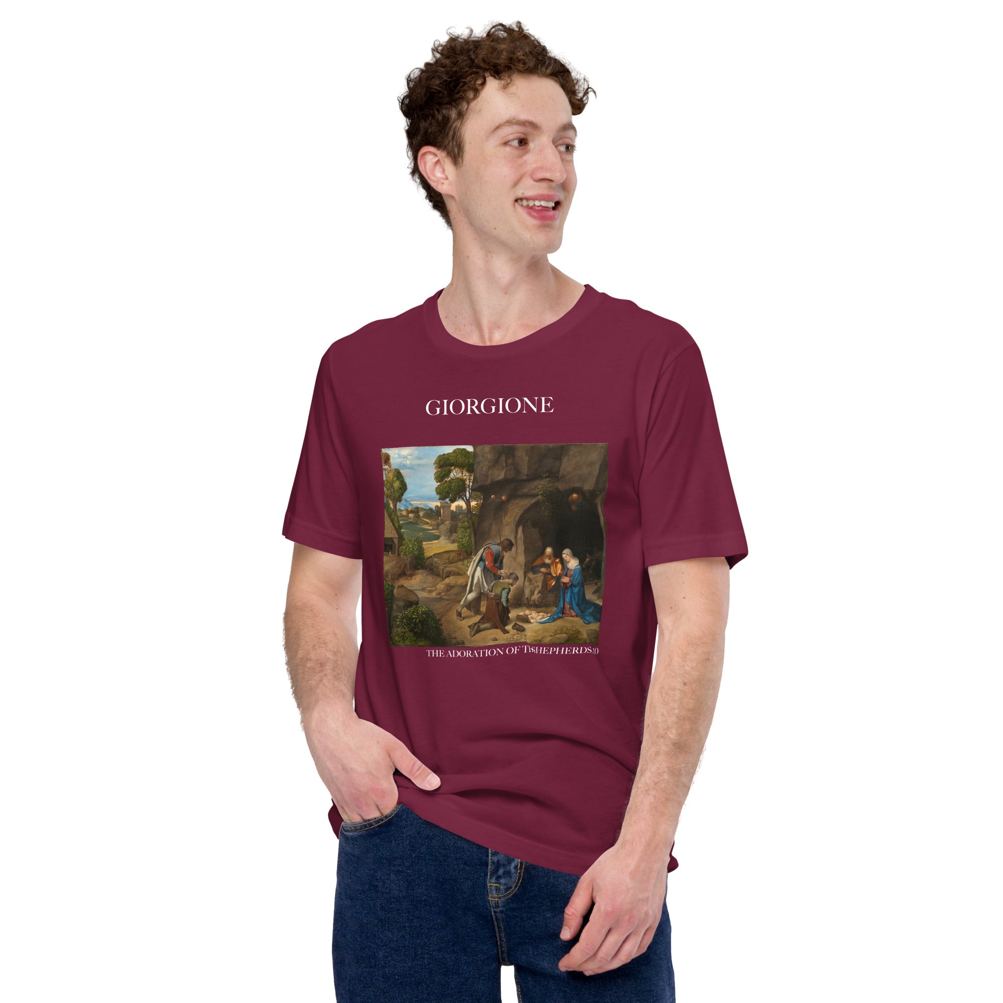 Giorgione T-Shirt mit berühmtem Gemälde „Die Anbetung der Hirten“ | Unisex-T-Shirt im klassischen Kunststil