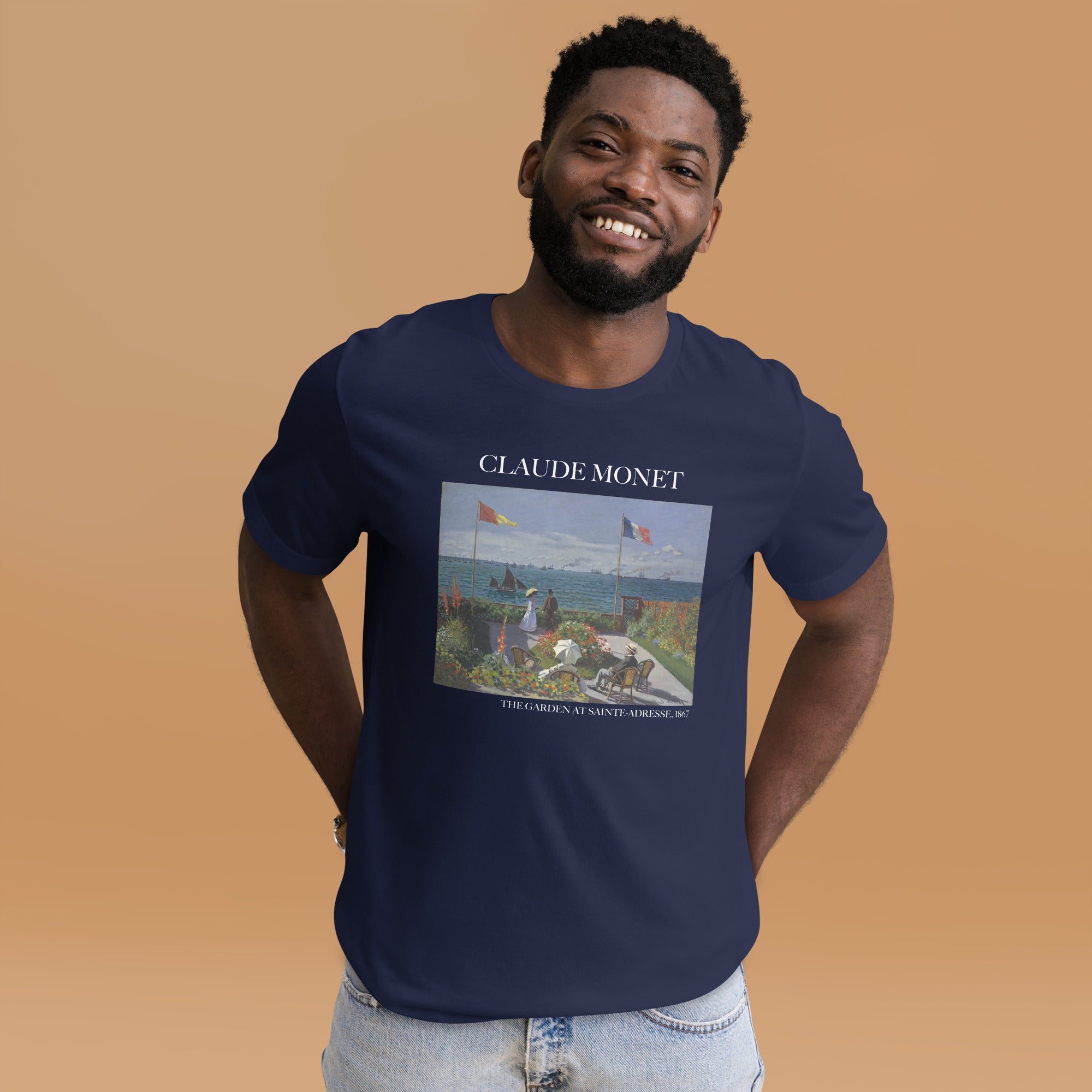 Claude Monet 'Der Garten in Sainte-Adresse' Berühmtes Gemälde T-Shirt | Unisex Klassisches Kunst-T-Shirt