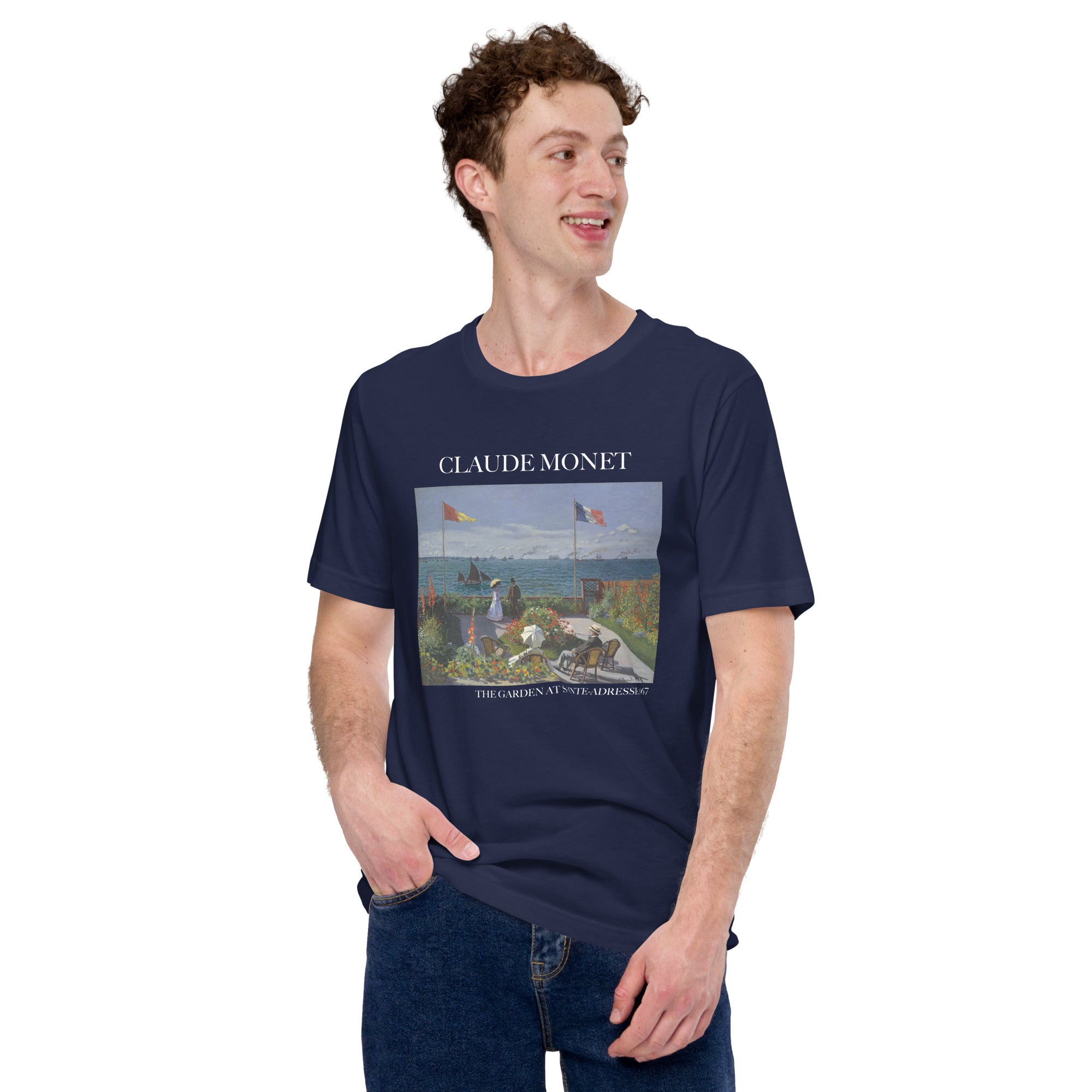 Claude Monet 'Der Garten in Sainte-Adresse' Berühmtes Gemälde T-Shirt | Unisex Klassisches Kunst-T-Shirt