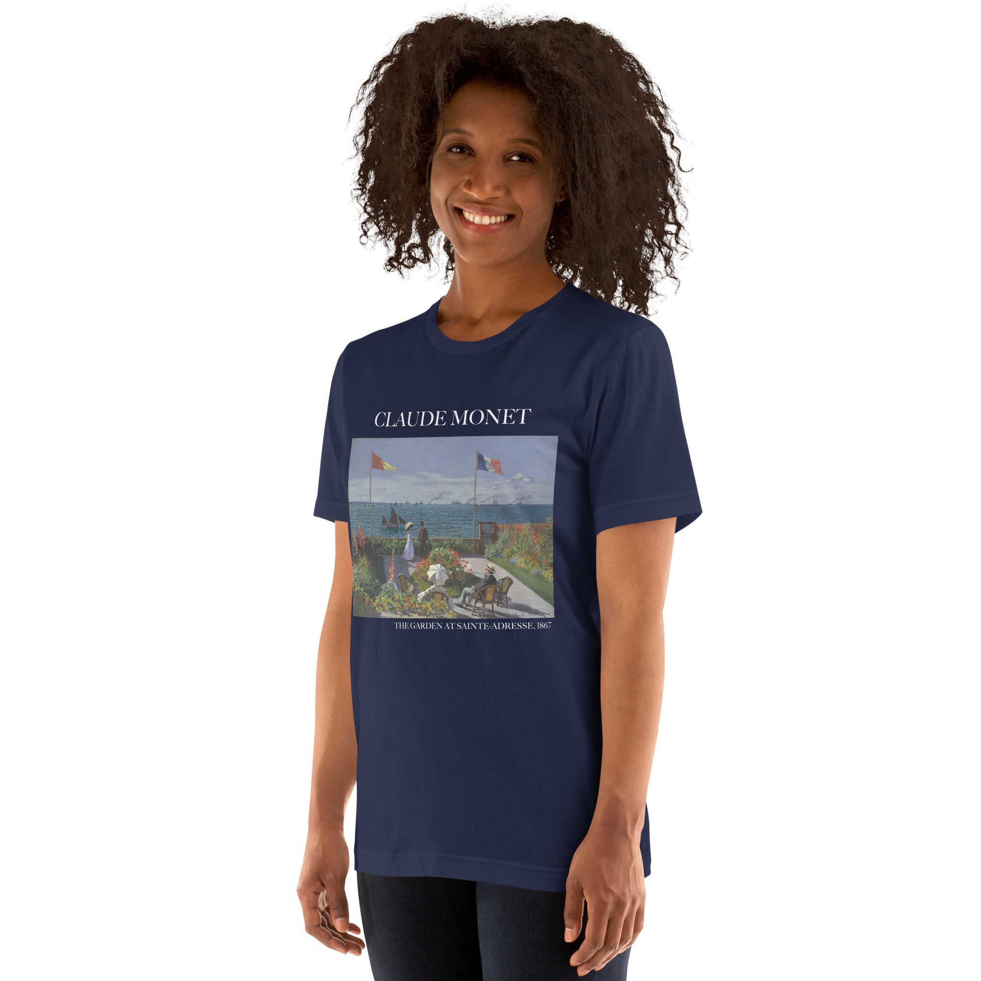 Claude Monet 'Der Garten in Sainte-Adresse' Berühmtes Gemälde T-Shirt | Unisex Klassisches Kunst-T-Shirt