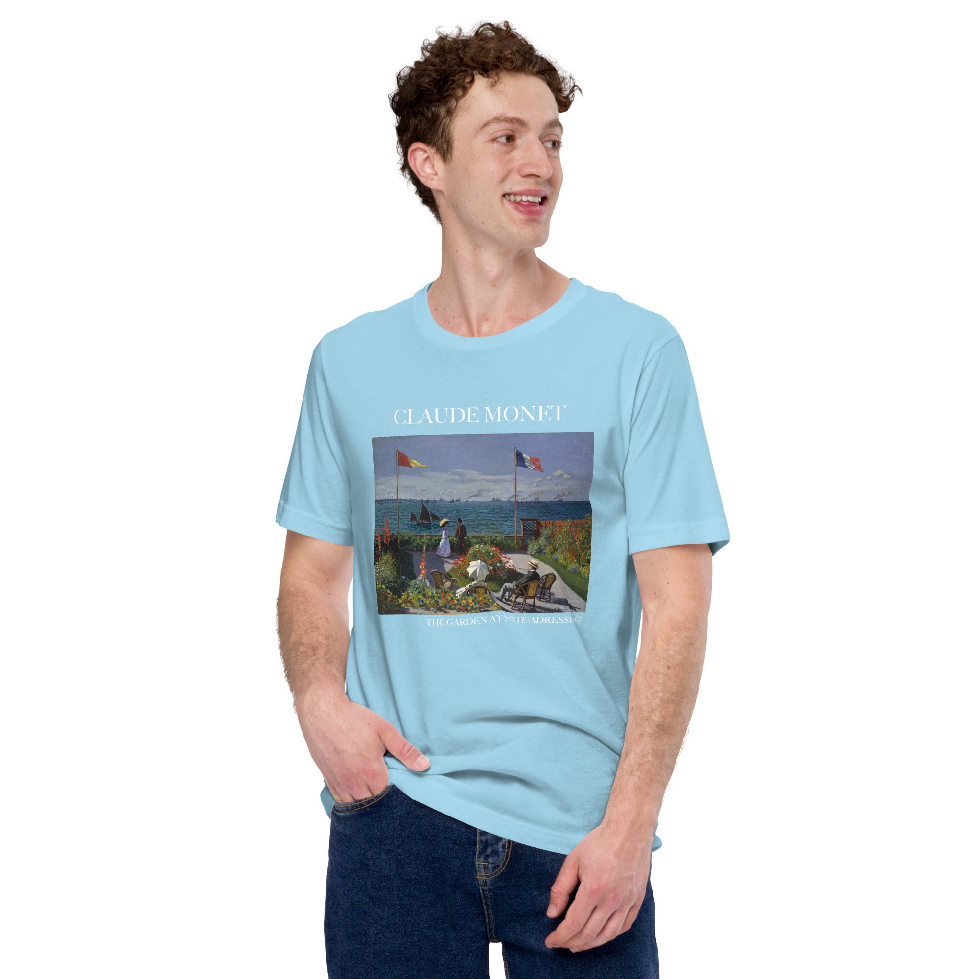 Claude Monet 'Der Garten in Sainte-Adresse' Berühmtes Gemälde T-Shirt | Unisex Klassisches Kunst-T-Shirt