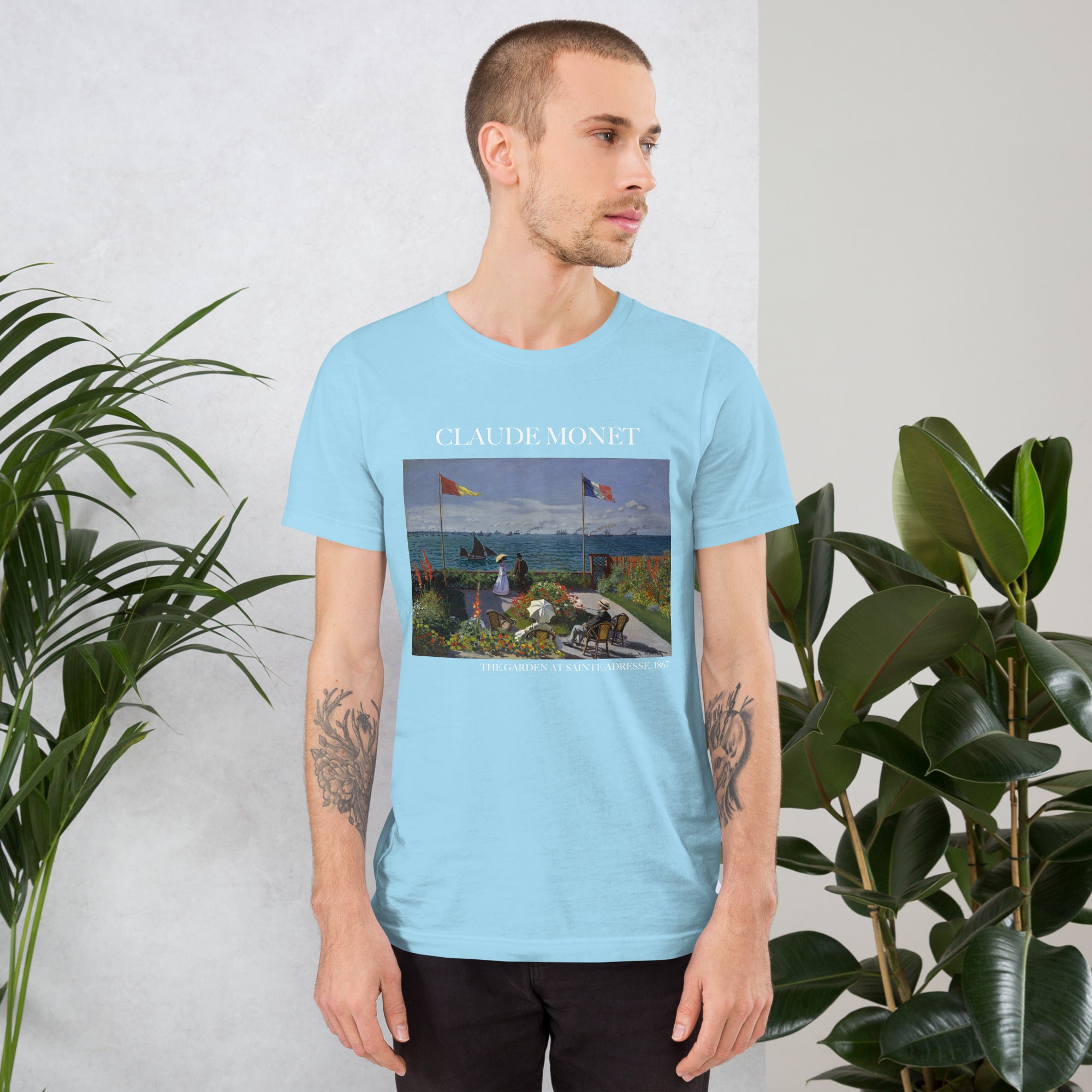 Claude Monet 'The Garden at Sainte-Adresse' Famous Painting T-Shirt | Unisex Classic Art Tee