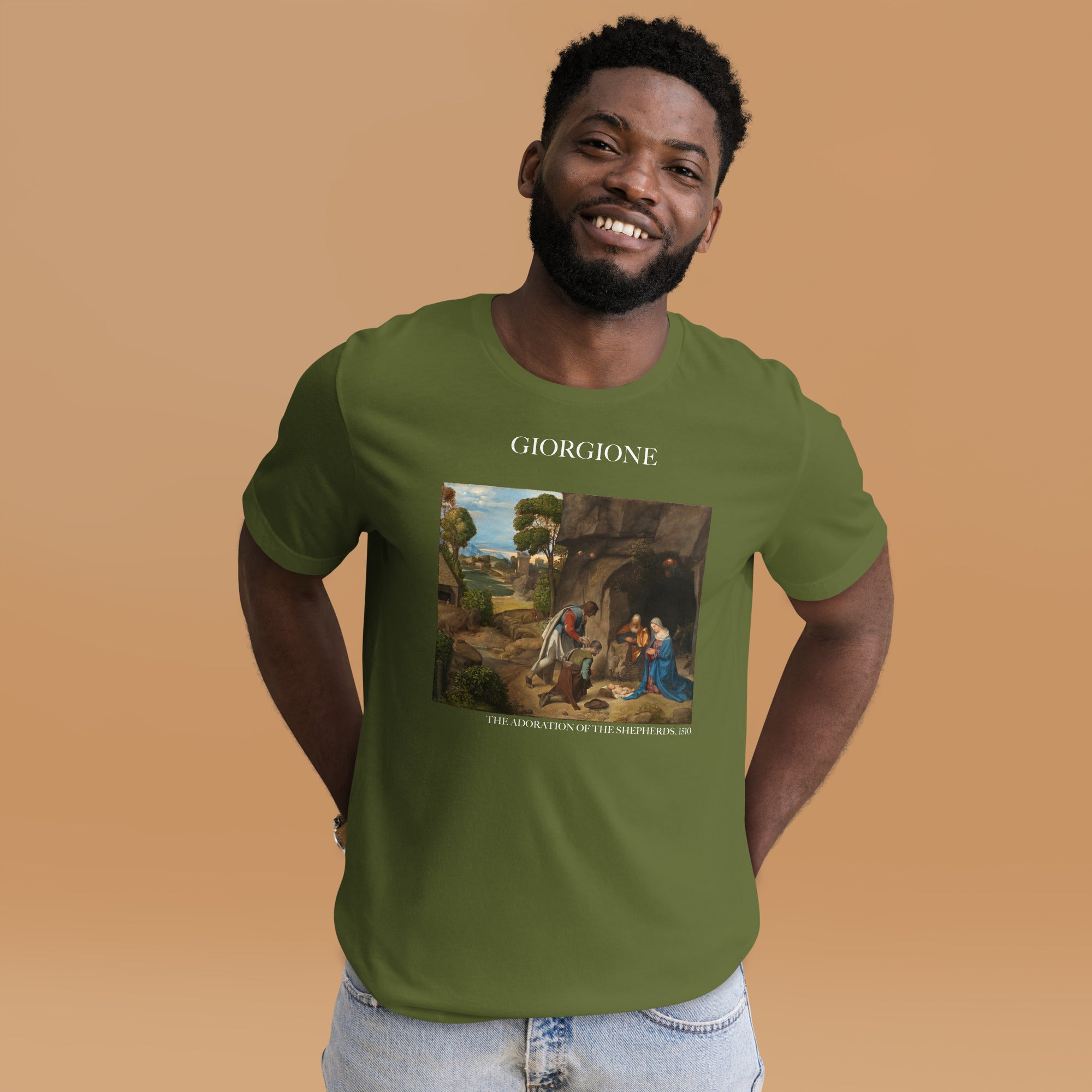 Giorgione T-Shirt mit berühmtem Gemälde „Die Anbetung der Hirten“ | Unisex-T-Shirt im klassischen Kunststil