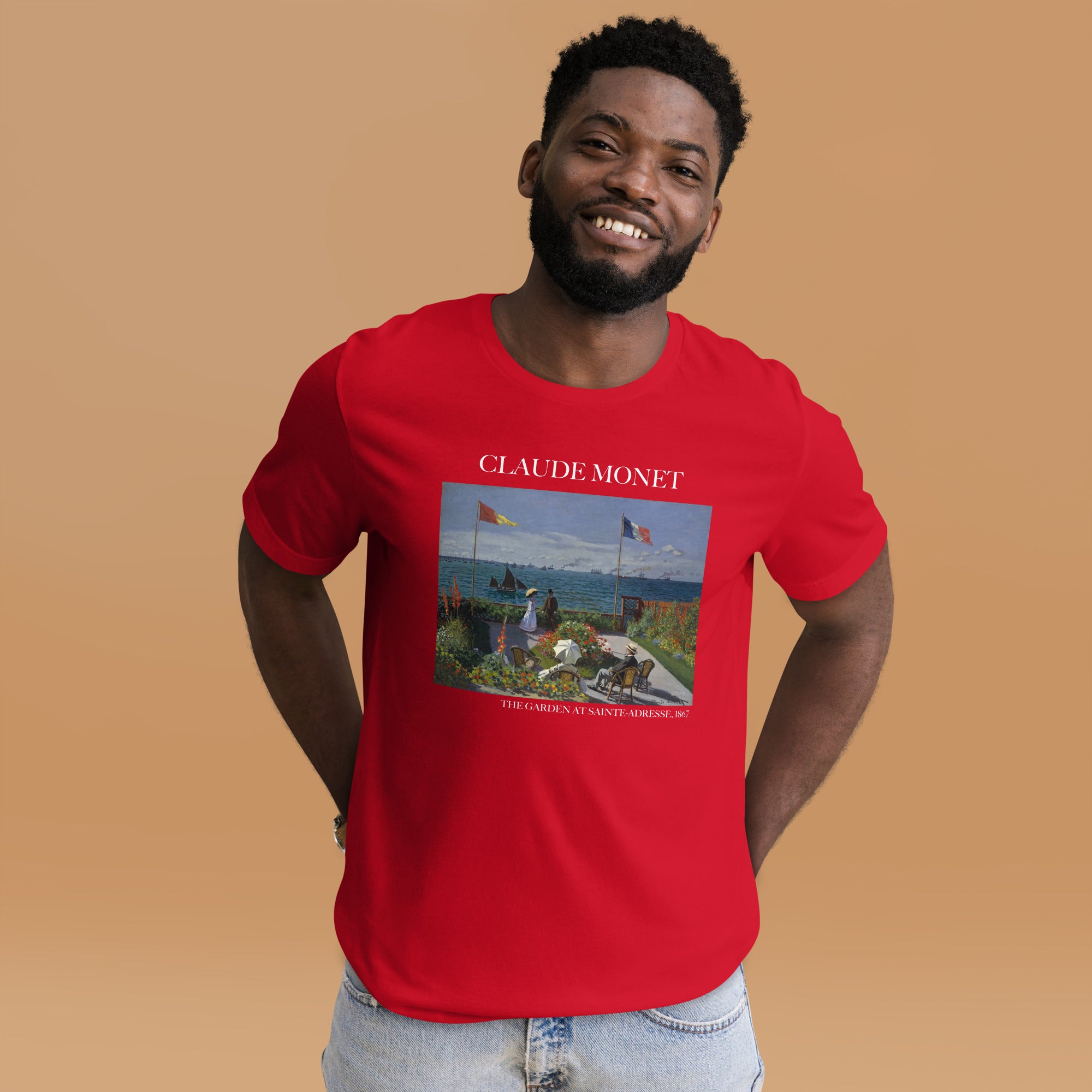 Claude Monet 'Der Garten in Sainte-Adresse' Berühmtes Gemälde T-Shirt | Unisex Klassisches Kunst-T-Shirt