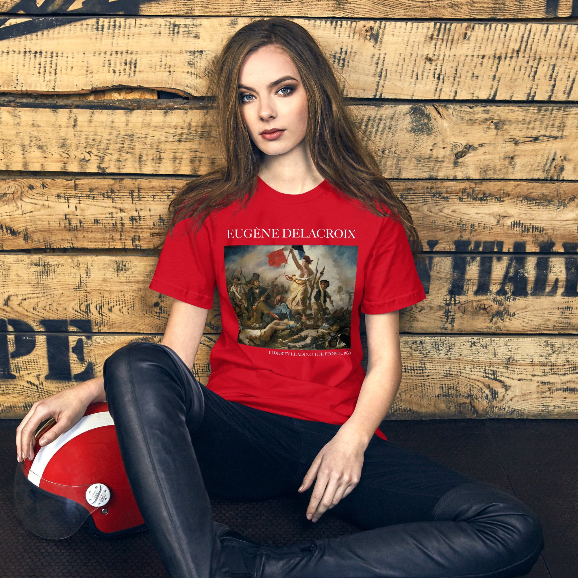 T-Shirt mit berühmtem Gemälde „Die Freiheit führt das Volk“ von Eugène Delacroix | Unisex-T-Shirt im klassischen Kunststil