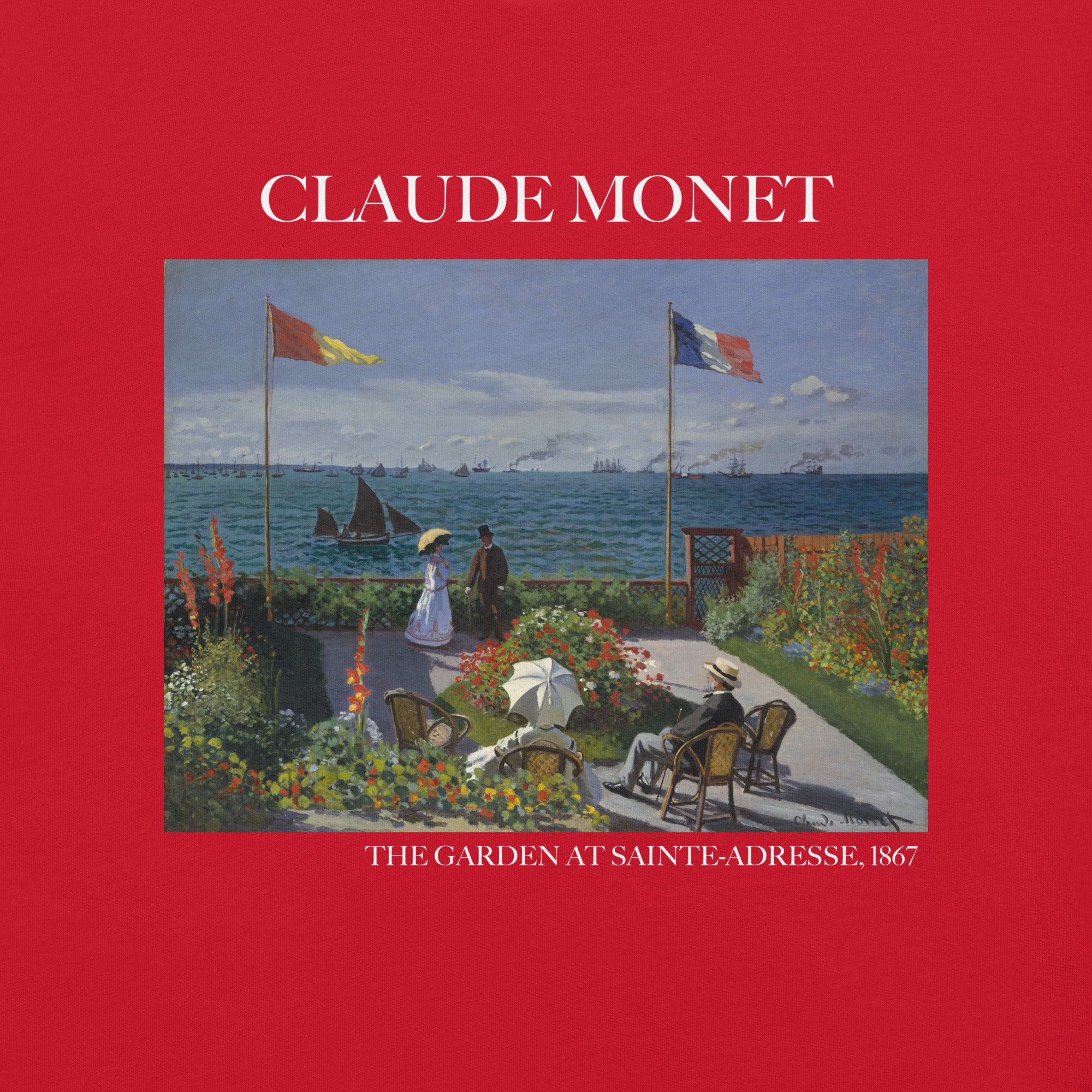 Claude Monet 'Der Garten in Sainte-Adresse' Berühmtes Gemälde T-Shirt | Unisex Klassisches Kunst-T-Shirt