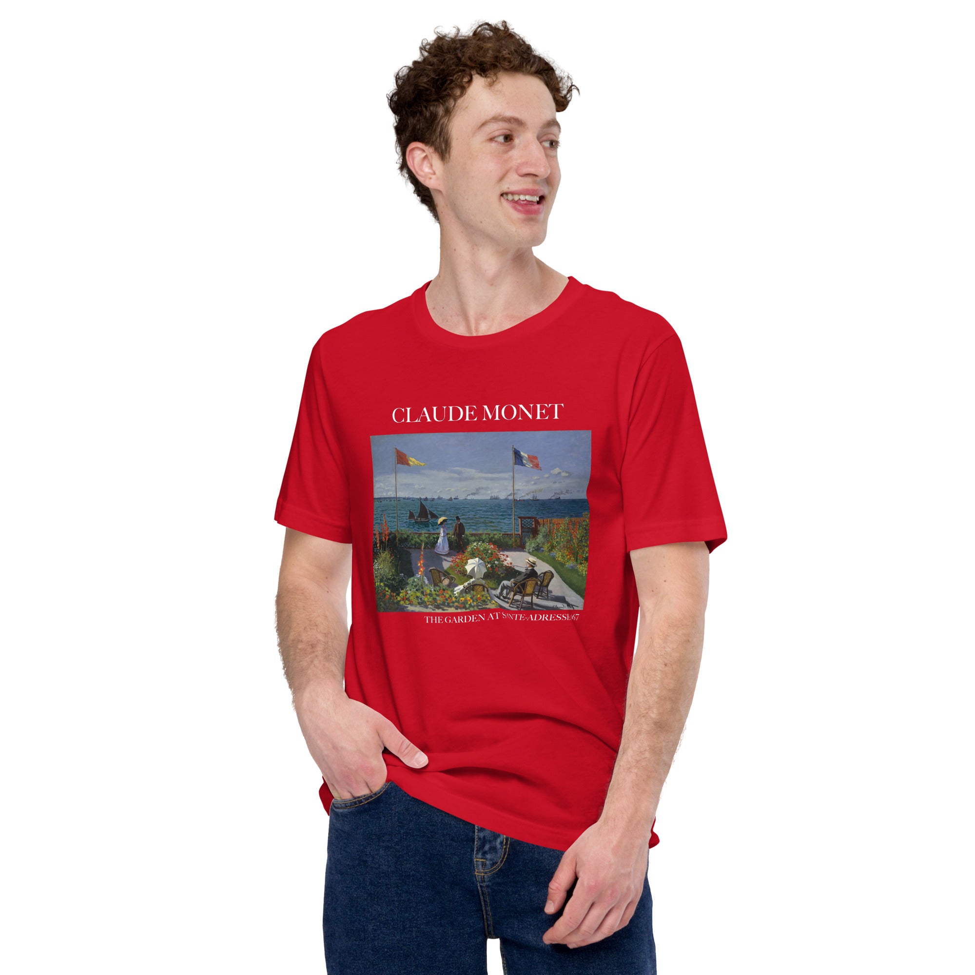 Claude Monet 'Der Garten in Sainte-Adresse' Berühmtes Gemälde T-Shirt | Unisex Klassisches Kunst-T-Shirt