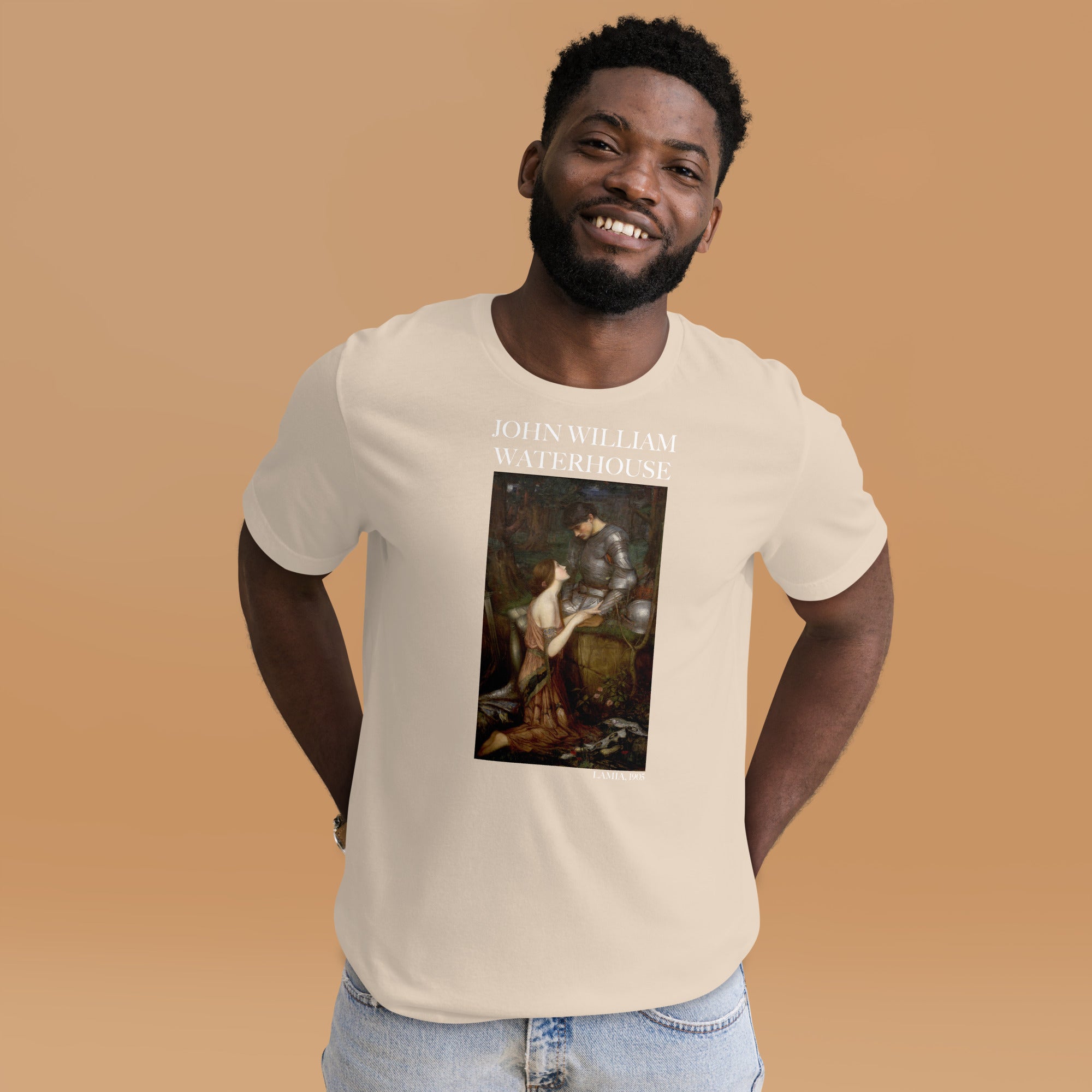 T-Shirt mit berühmtem Gemälde „Lamia“ von John William Waterhouse | Unisex-T-Shirt im klassischen Kunststil