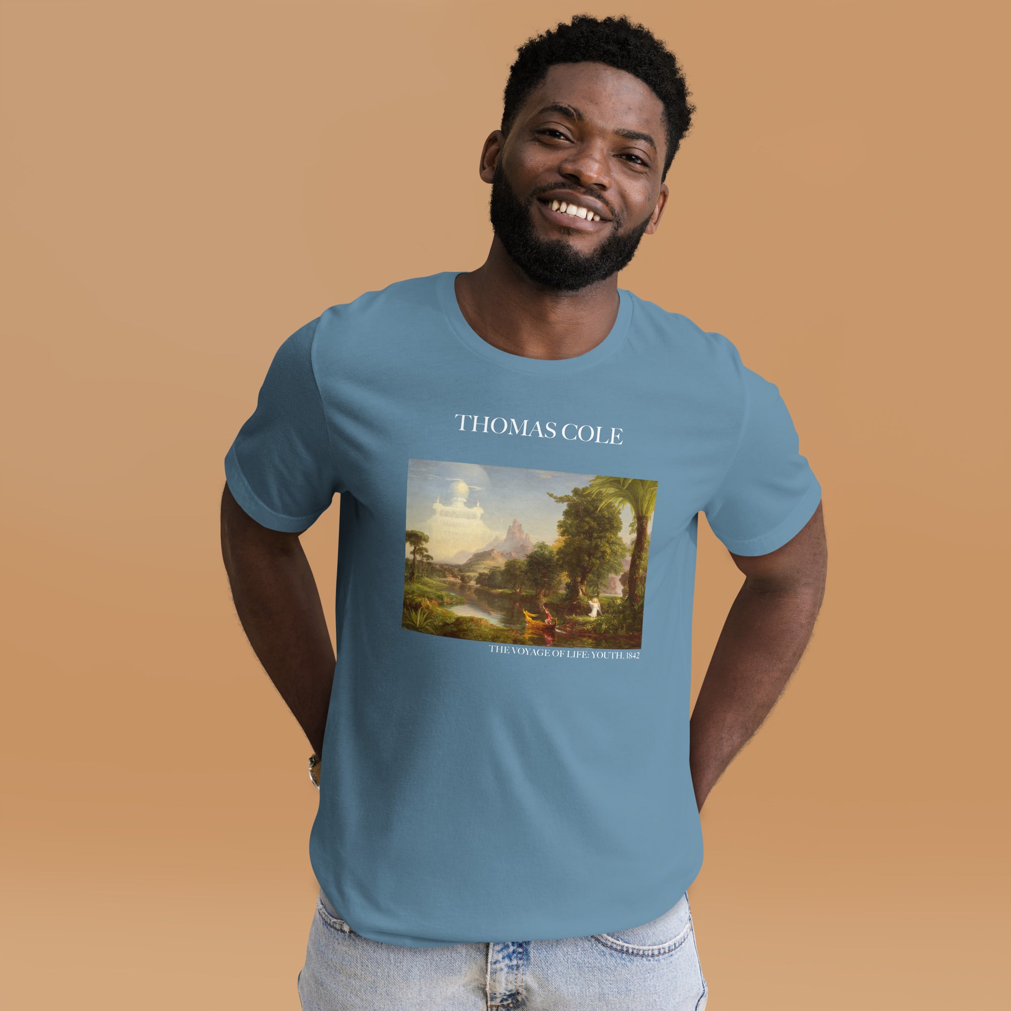 Thomas Cole T-Shirt mit berühmtem Gemälde „The Voyage of Life: Youth“ | Unisex-T-Shirt im klassischen Kunst-Stil