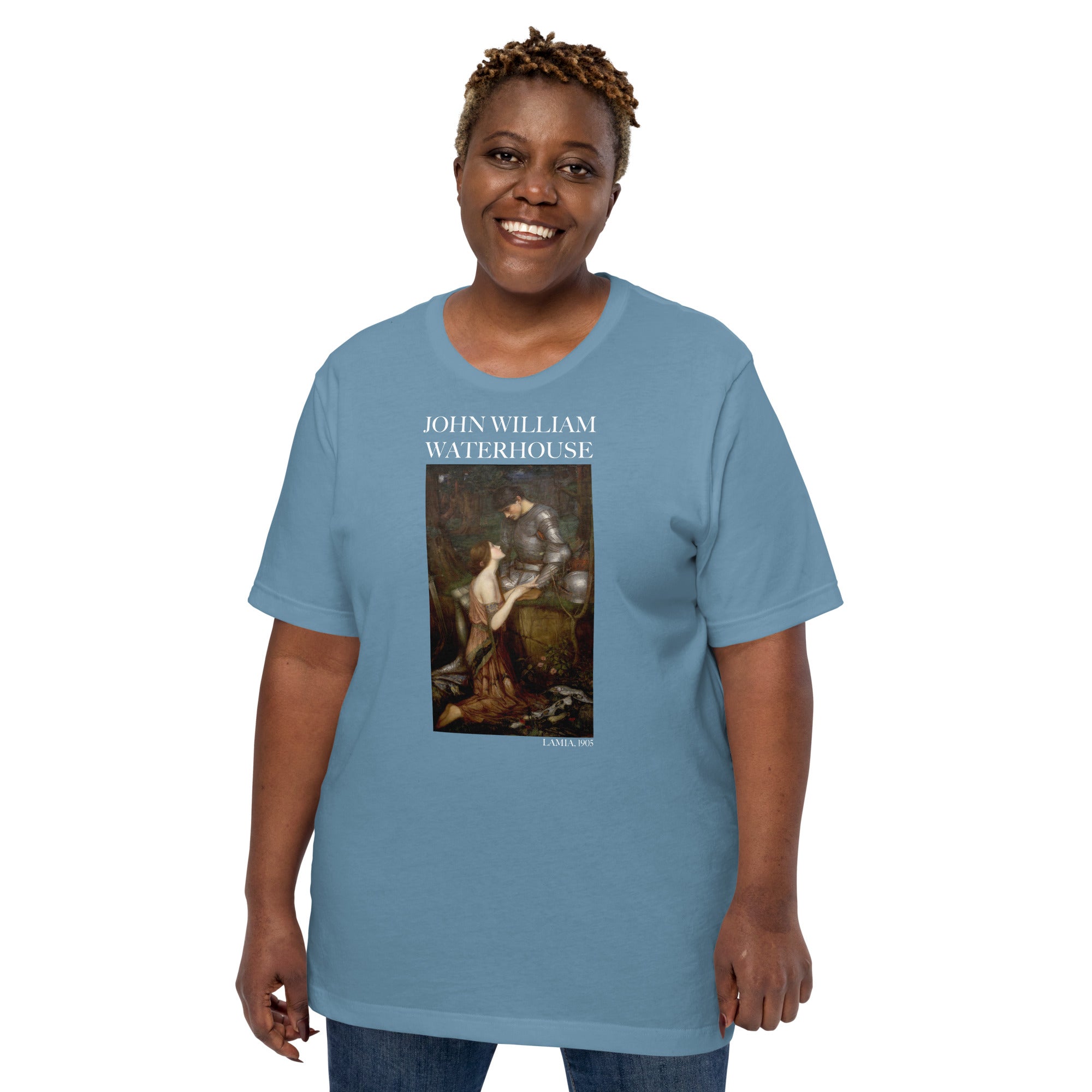 T-Shirt mit berühmtem Gemälde „Lamia“ von John William Waterhouse | Unisex-T-Shirt im klassischen Kunststil