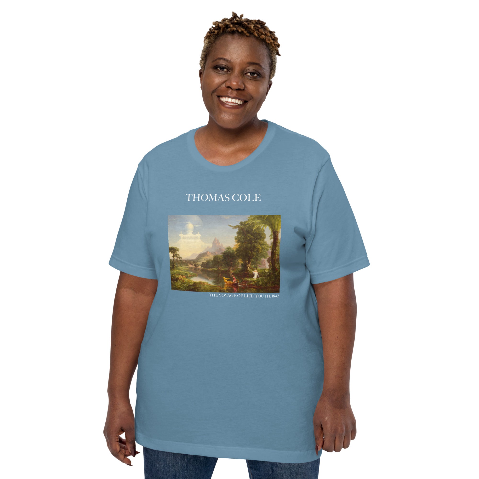 Thomas Cole T-Shirt mit berühmtem Gemälde „The Voyage of Life: Youth“ | Unisex-T-Shirt im klassischen Kunst-Stil