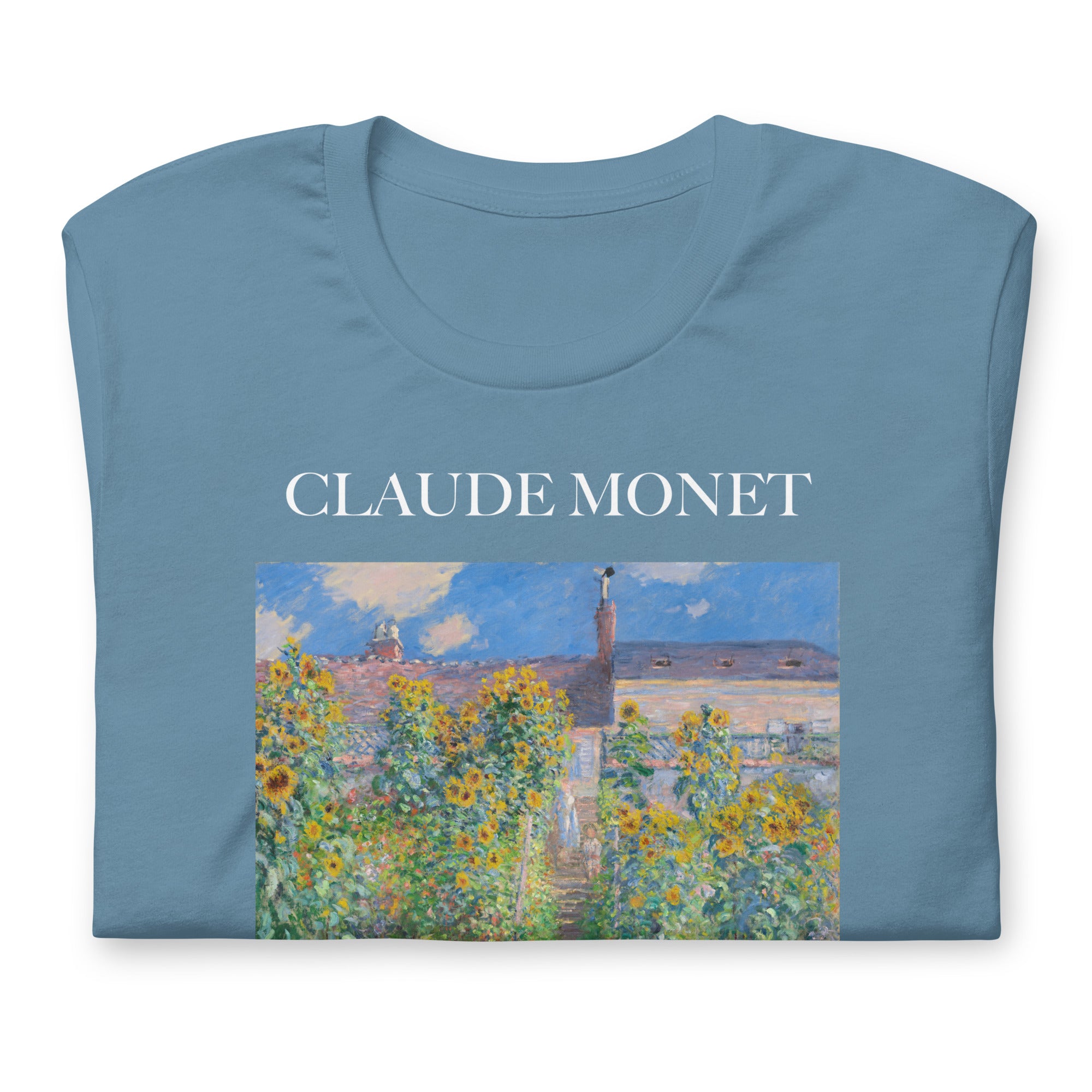 Claude Monet 'The Artist's Garden at Vétheuil' Famous Painting T-Shirt | Unisex Classic Art Tee