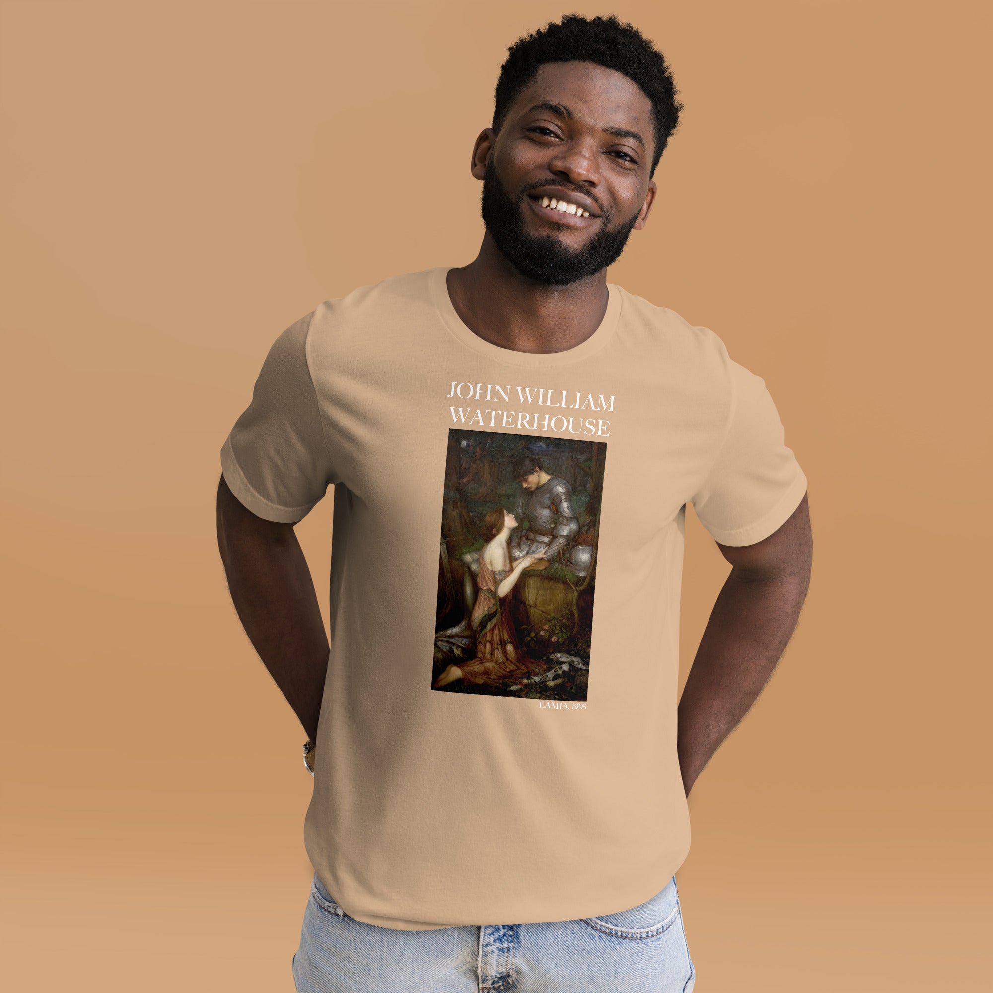 T-Shirt mit berühmtem Gemälde „Lamia“ von John William Waterhouse | Unisex-T-Shirt im klassischen Kunststil