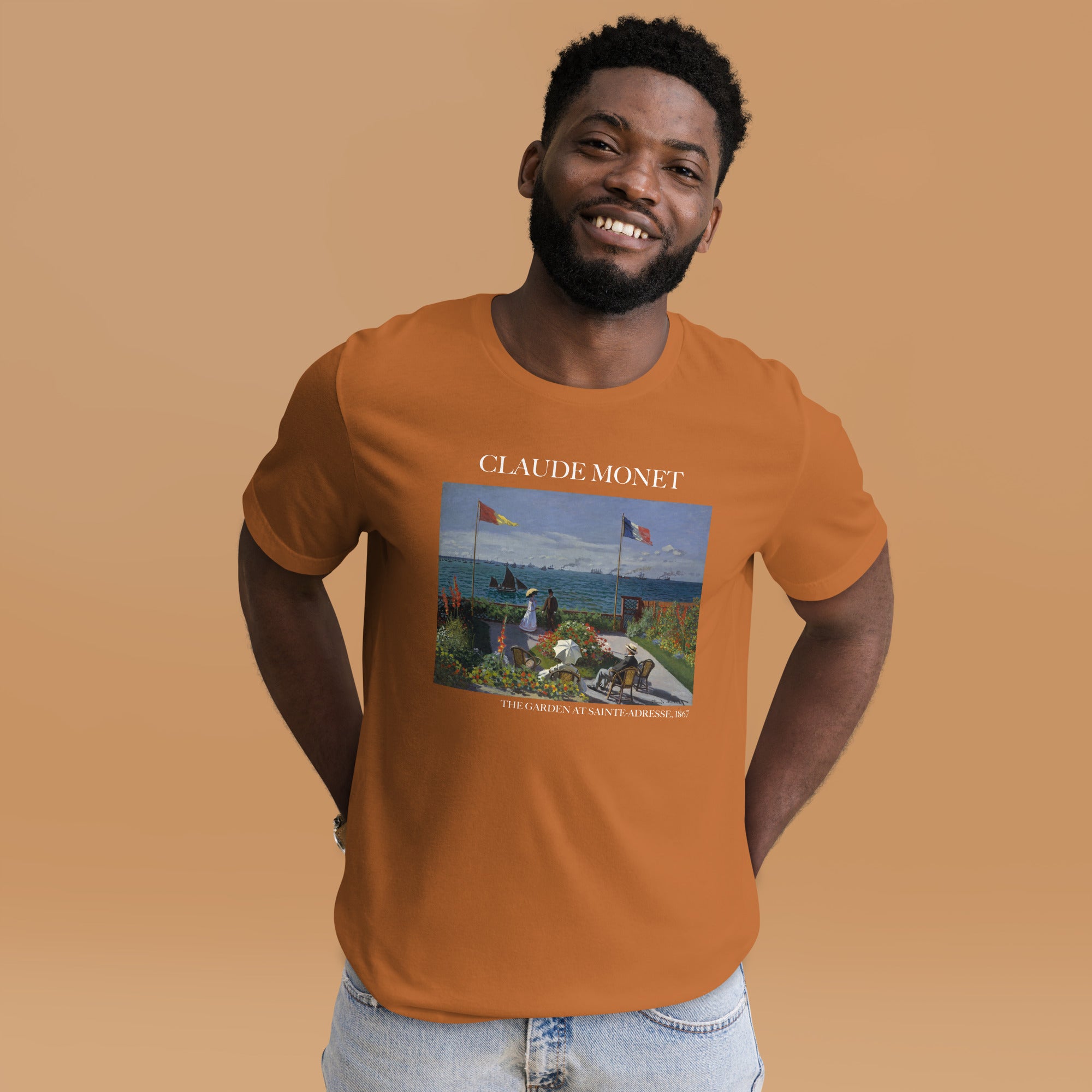 Claude Monet 'Der Garten in Sainte-Adresse' Berühmtes Gemälde T-Shirt | Unisex Klassisches Kunst-T-Shirt