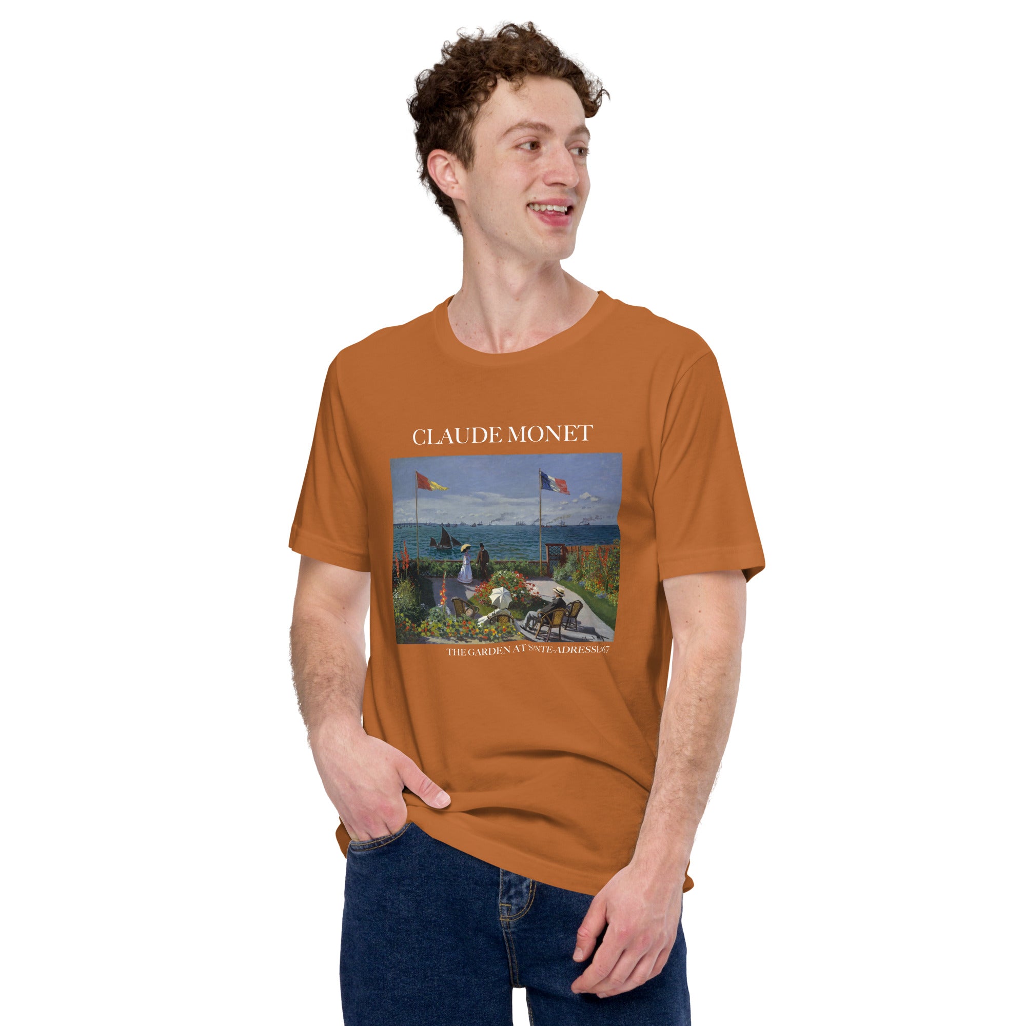 Claude Monet 'Der Garten in Sainte-Adresse' Berühmtes Gemälde T-Shirt | Unisex Klassisches Kunst-T-Shirt