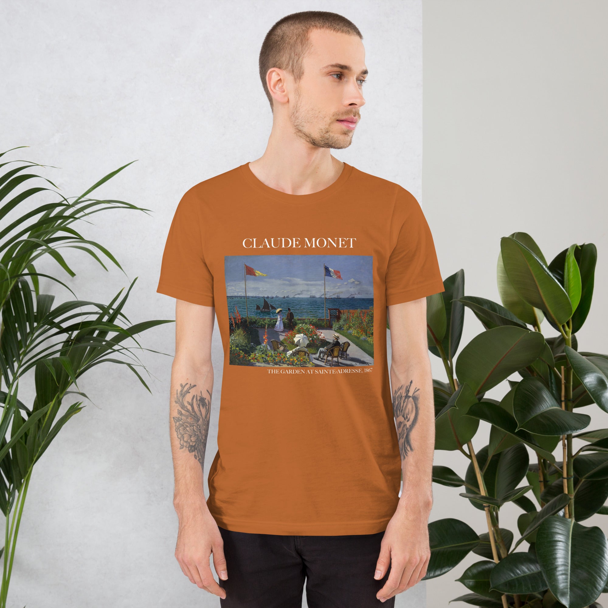 Claude Monet 'Der Garten in Sainte-Adresse' Berühmtes Gemälde T-Shirt | Unisex Klassisches Kunst-T-Shirt