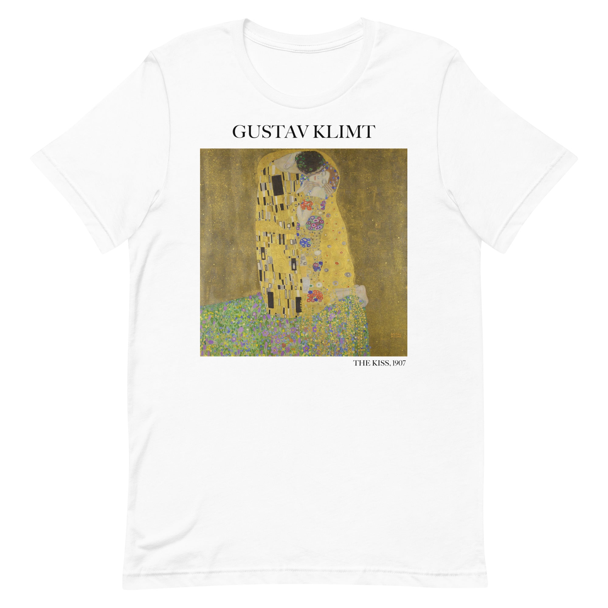 Gustav Klimt 'Der Kuss' Berühmtes Gemälde T-Shirt | Unisex Klassisches Kunst T-Shirt