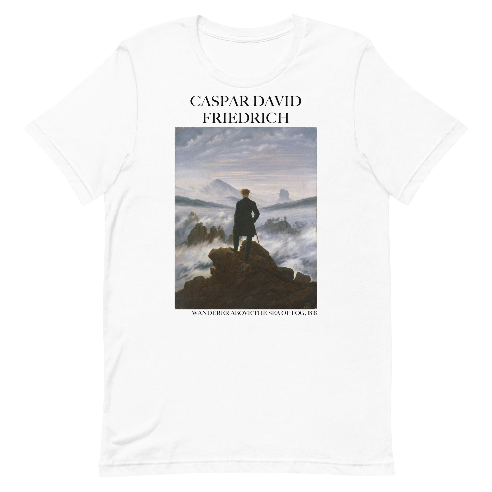 Caspar David Friedrich 'Der Wanderer über dem Nebelmeer' Berühmtes Gemälde T-Shirt | Unisex Klassisches Kunst-T-Shirt