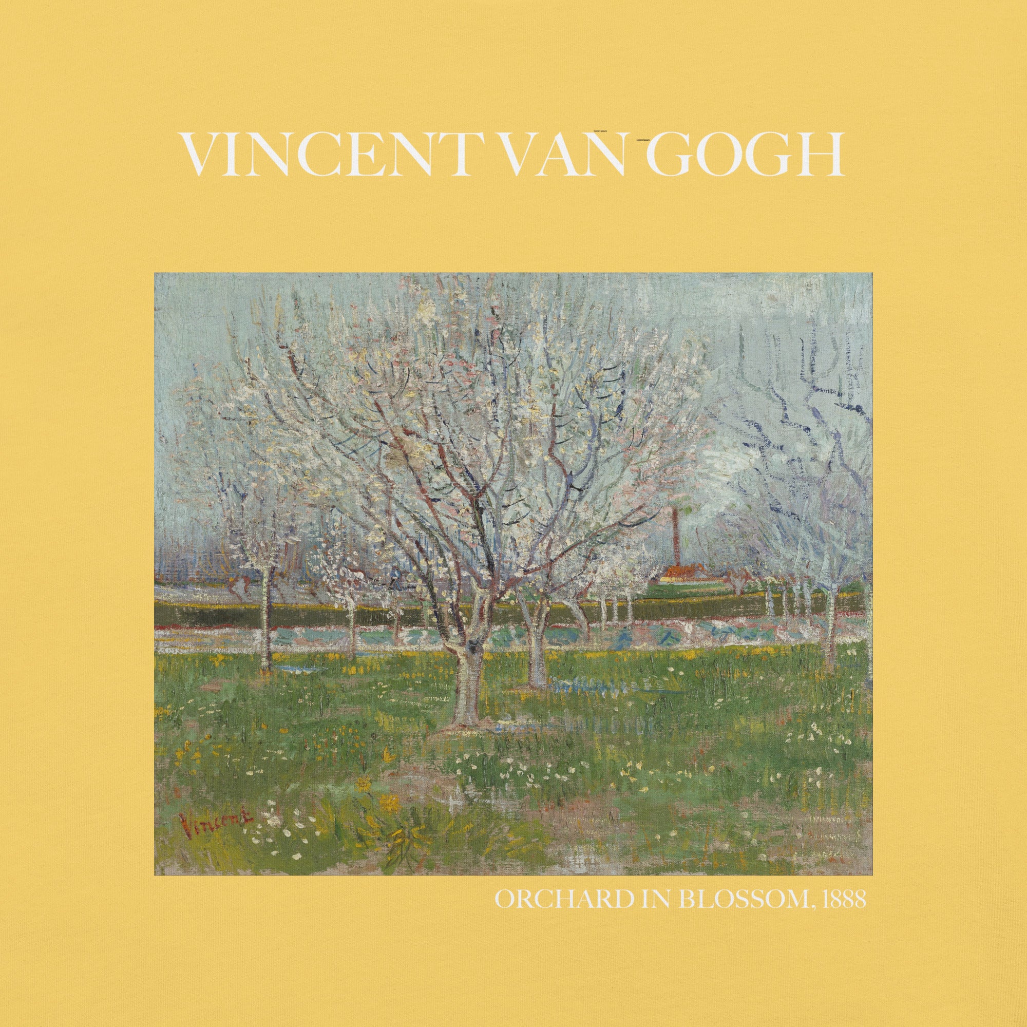 T-Shirt mit berühmtem Gemälde „Obstgarten in Blüte“ von Vincent van Gogh | Unisex-T-Shirt im klassischen Kunststil