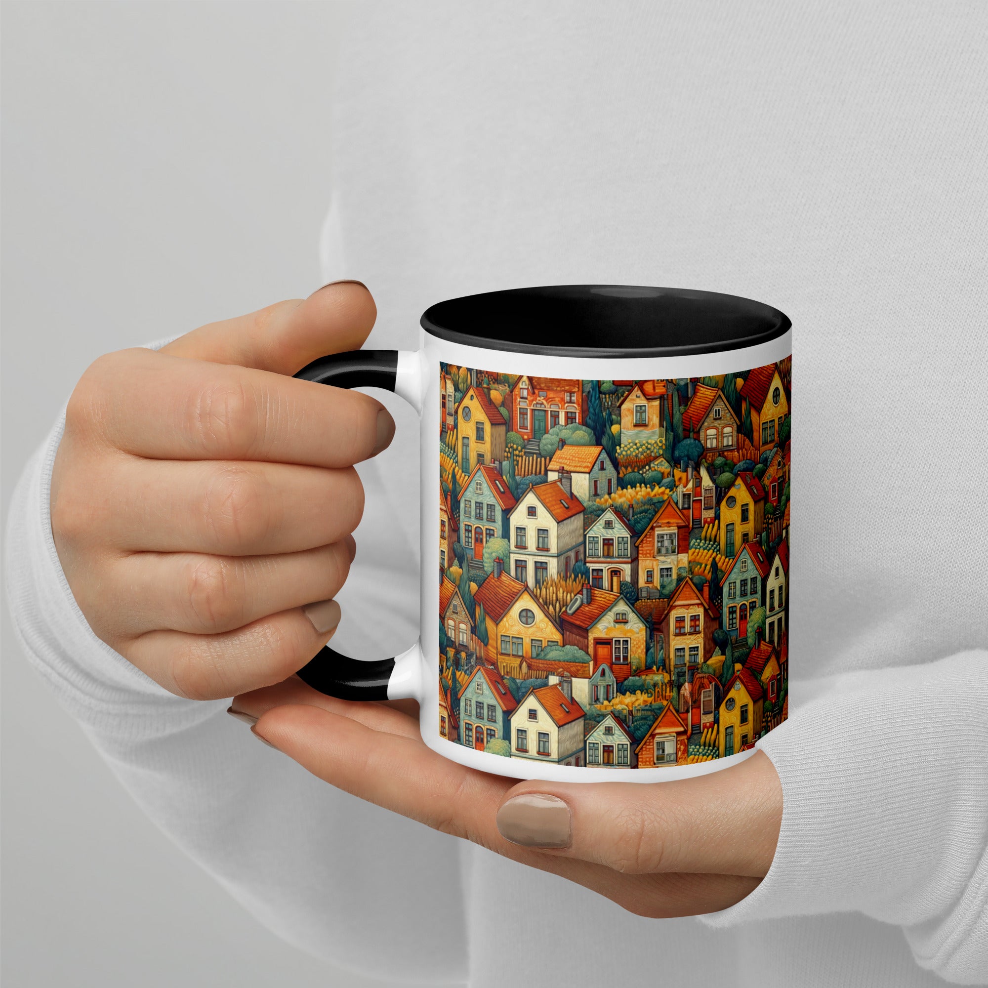 Keramiktasse „Häuser bei Auvers“ von Vincent van Gogh, berühmtes Gemälde | Hochwertige Kunsttasse