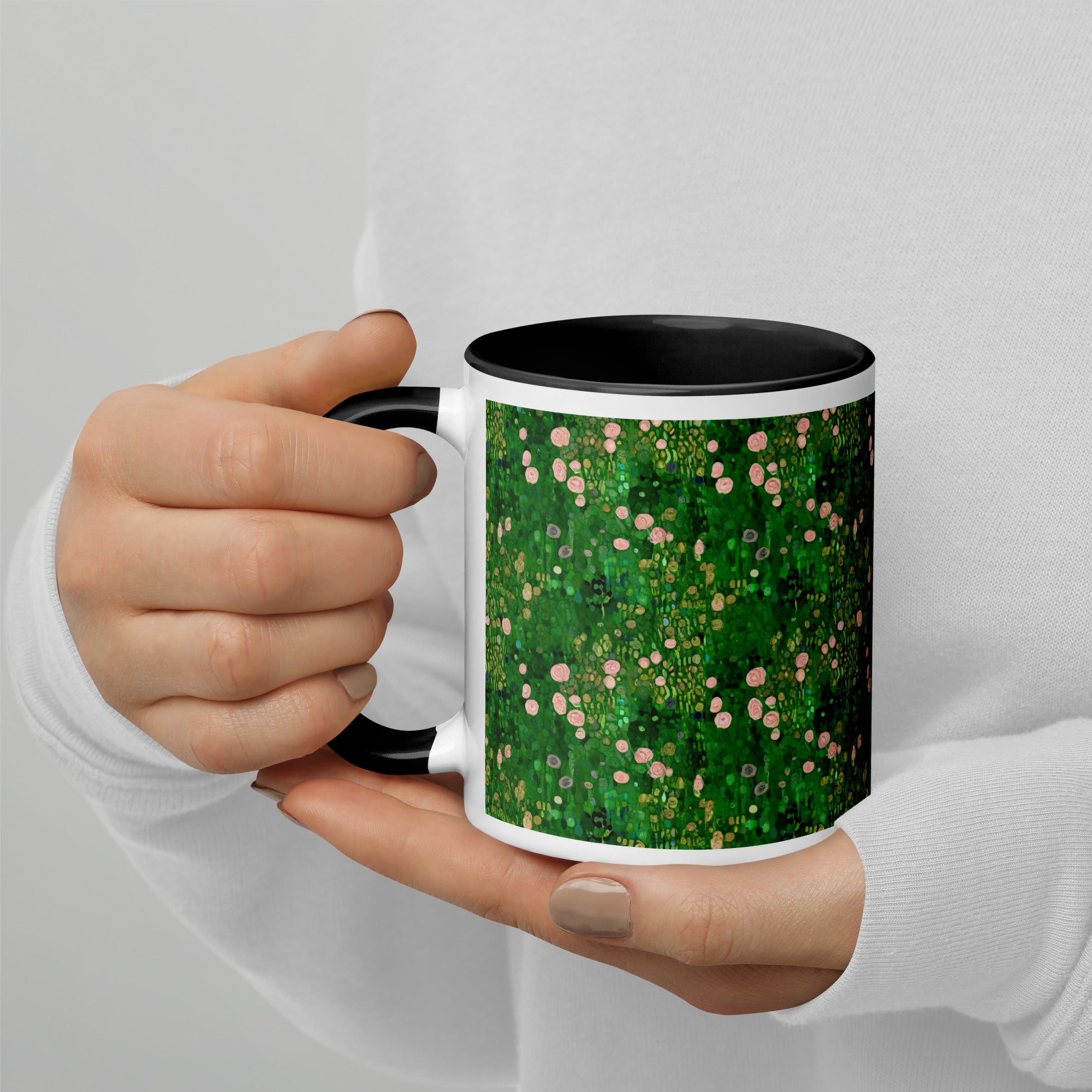 Keramiktasse „Rosenbüsche unter den Bäumen“ von Gustav Klimt, berühmtes Gemälde | Hochwertige Kunsttasse