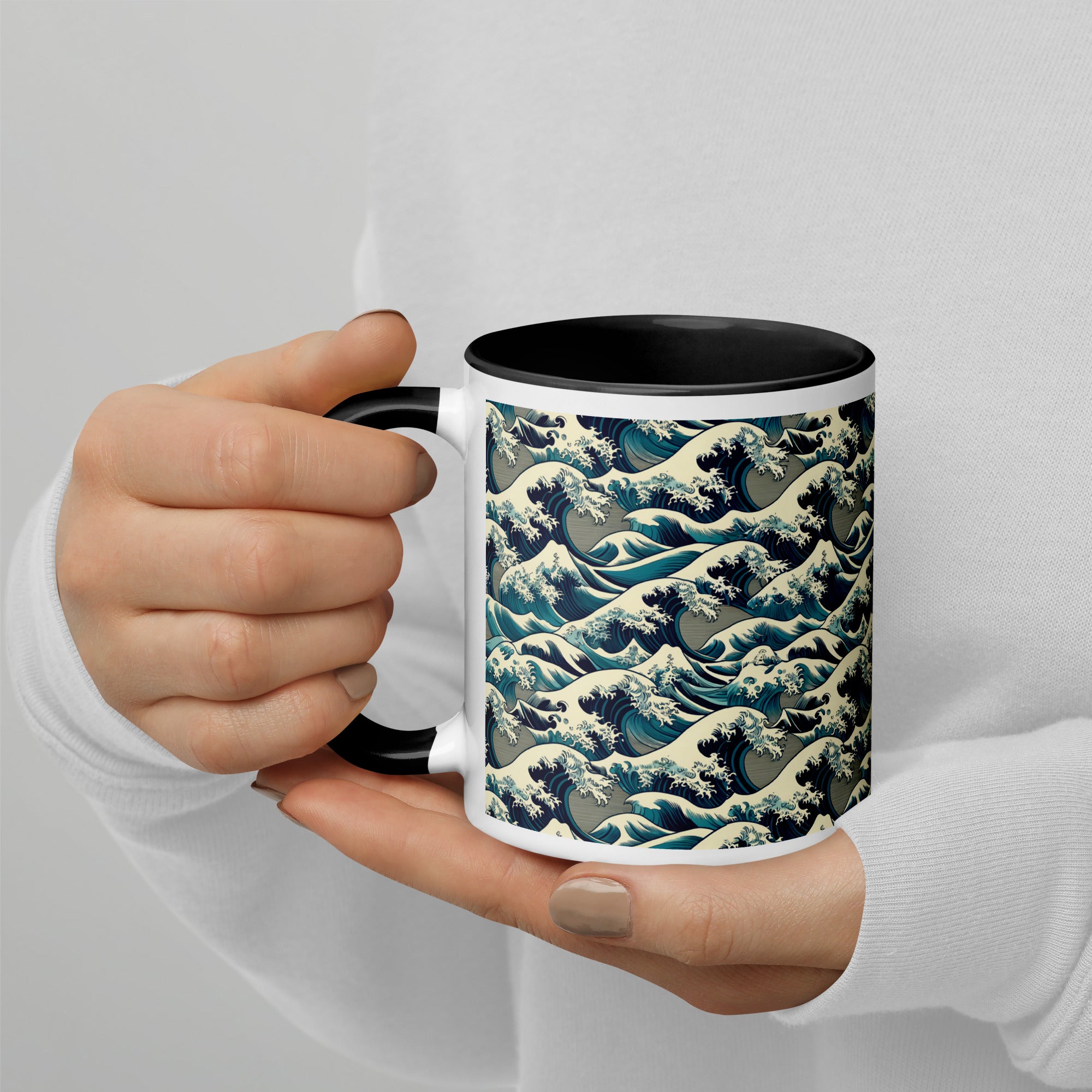 Keramiktasse mit berühmtem Gemälde „Die große Welle vor Kanagawa“ von Hokusai | Hochwertige Kunsttasse