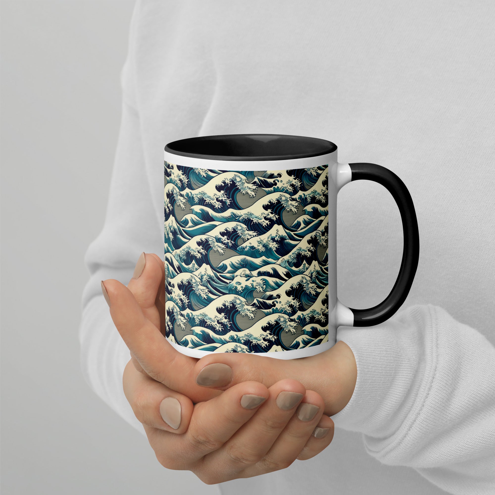 Keramiktasse mit berühmtem Gemälde „Die große Welle vor Kanagawa“ von Hokusai | Hochwertige Kunsttasse