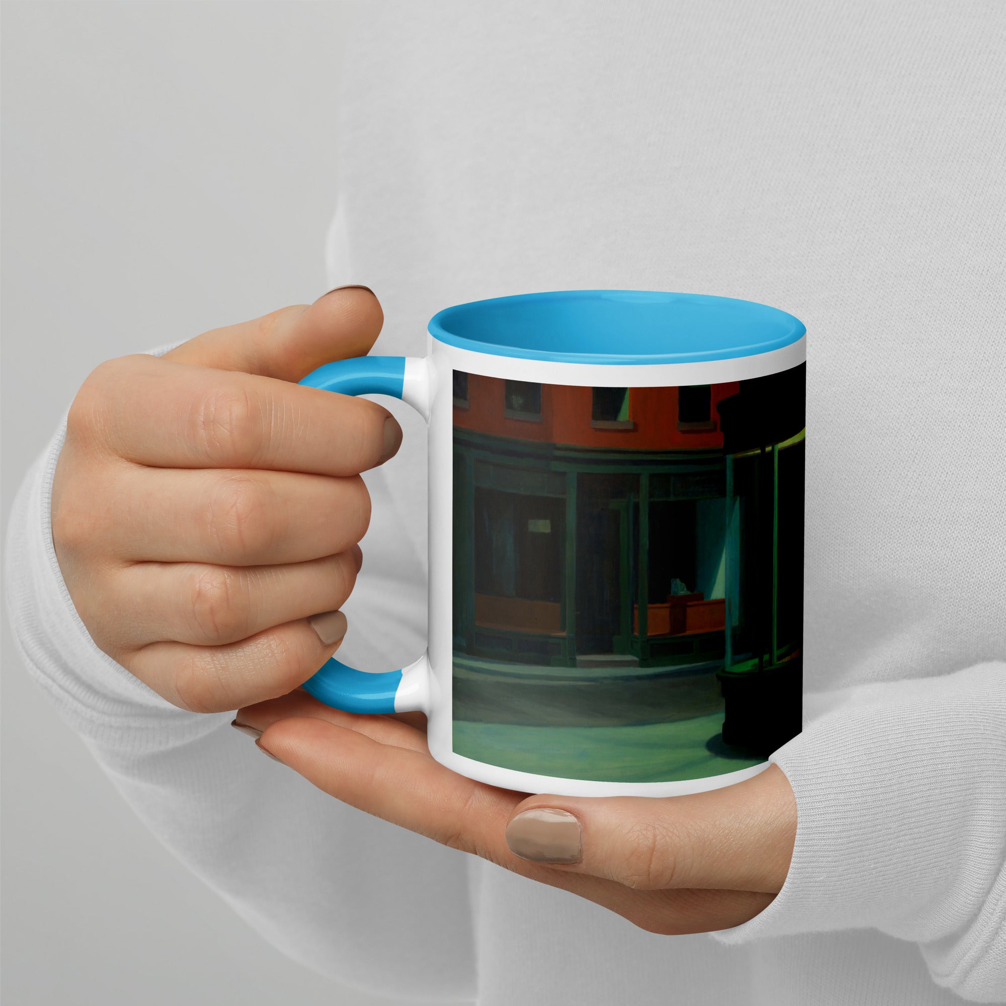 Keramiktasse mit berühmtem Gemälde „Nighthawks“ von Edward Hopper | Hochwertige Kunsttasse