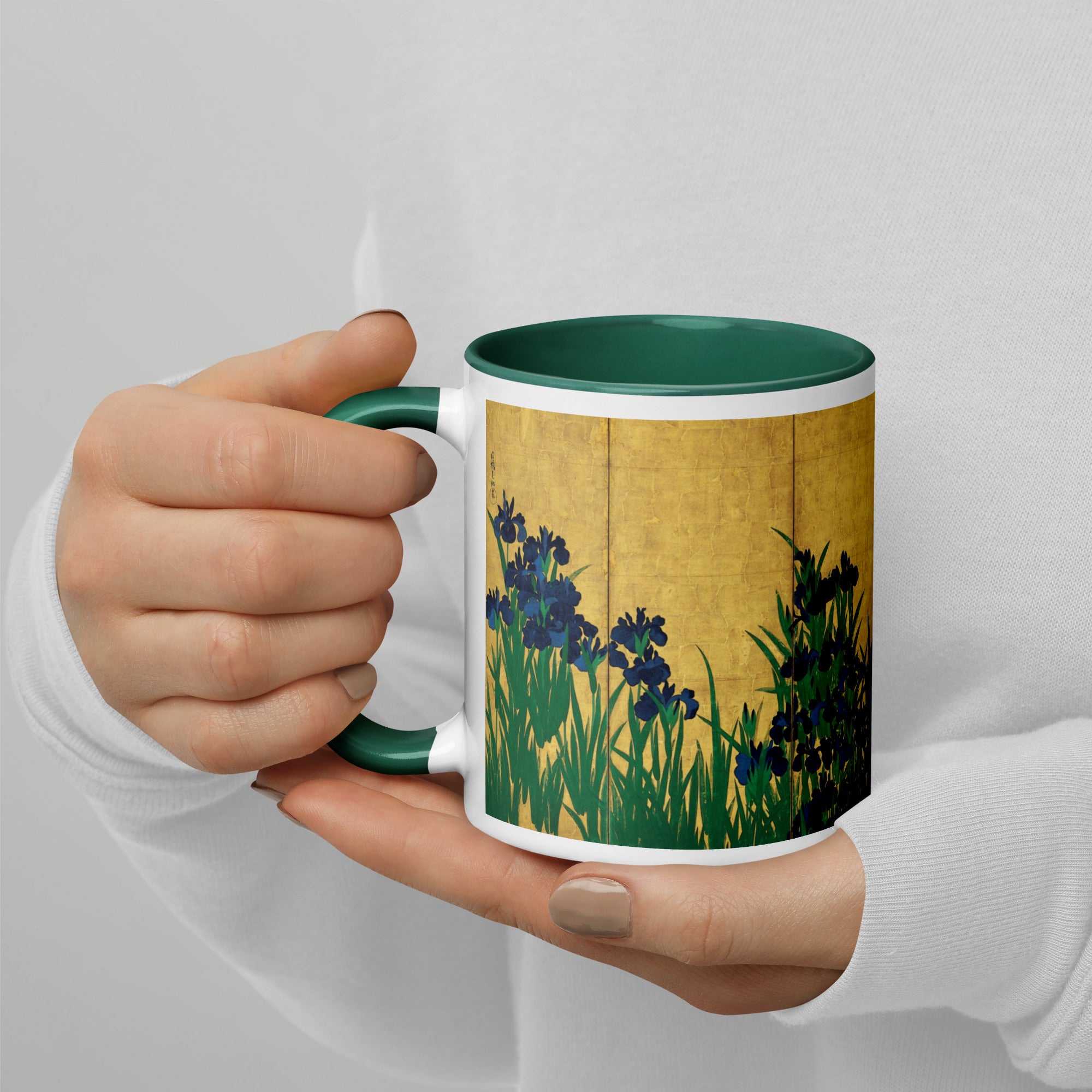 Keramiktasse mit berühmtem Gemälde „Iris“ von Ogata Kōrin | Hochwertige Kunsttasse