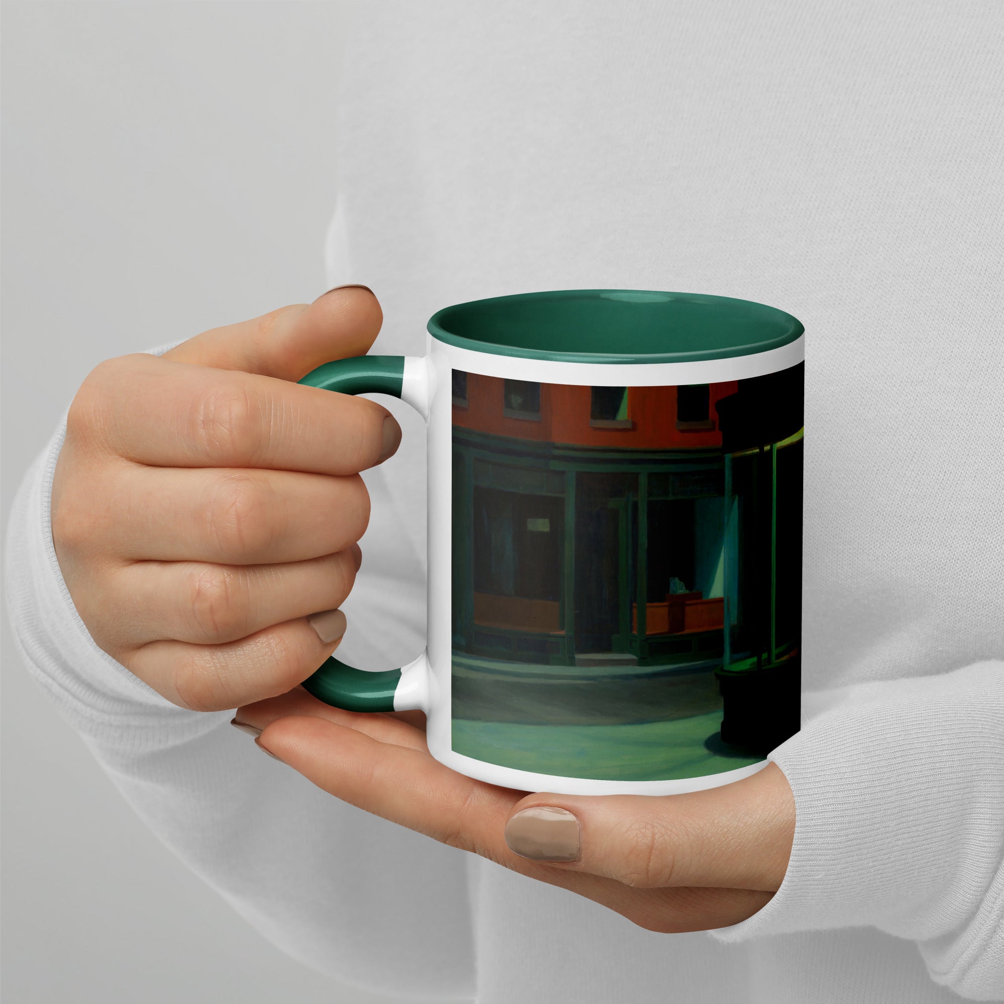 Keramiktasse mit berühmtem Gemälde „Nighthawks“ von Edward Hopper | Hochwertige Kunsttasse