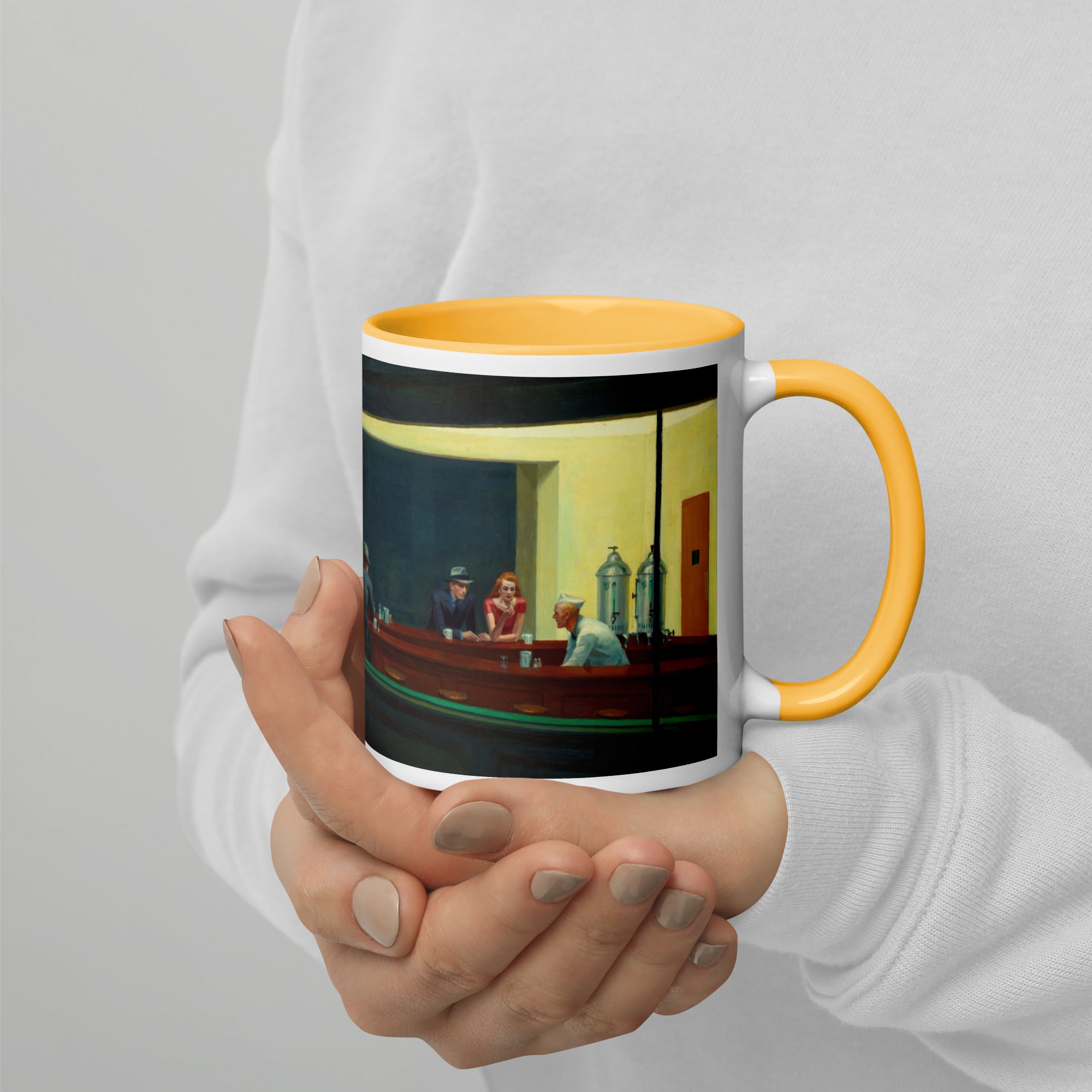 Keramiktasse mit berühmtem Gemälde „Nighthawks“ von Edward Hopper | Hochwertige Kunsttasse