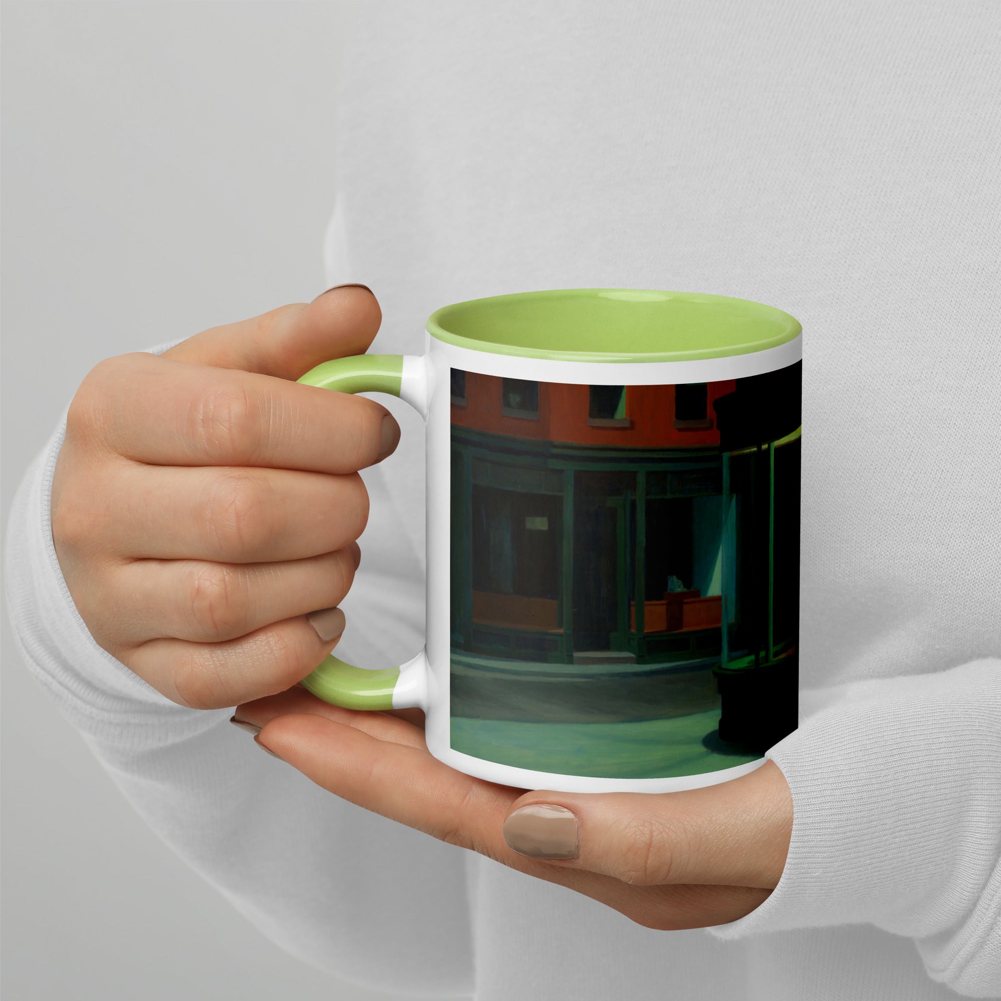 Keramiktasse mit berühmtem Gemälde „Nighthawks“ von Edward Hopper | Hochwertige Kunsttasse