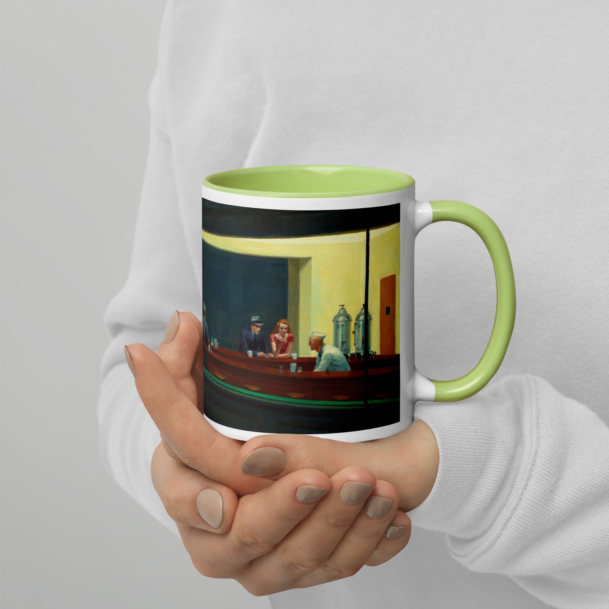 Keramiktasse mit berühmtem Gemälde „Nighthawks“ von Edward Hopper | Hochwertige Kunsttasse