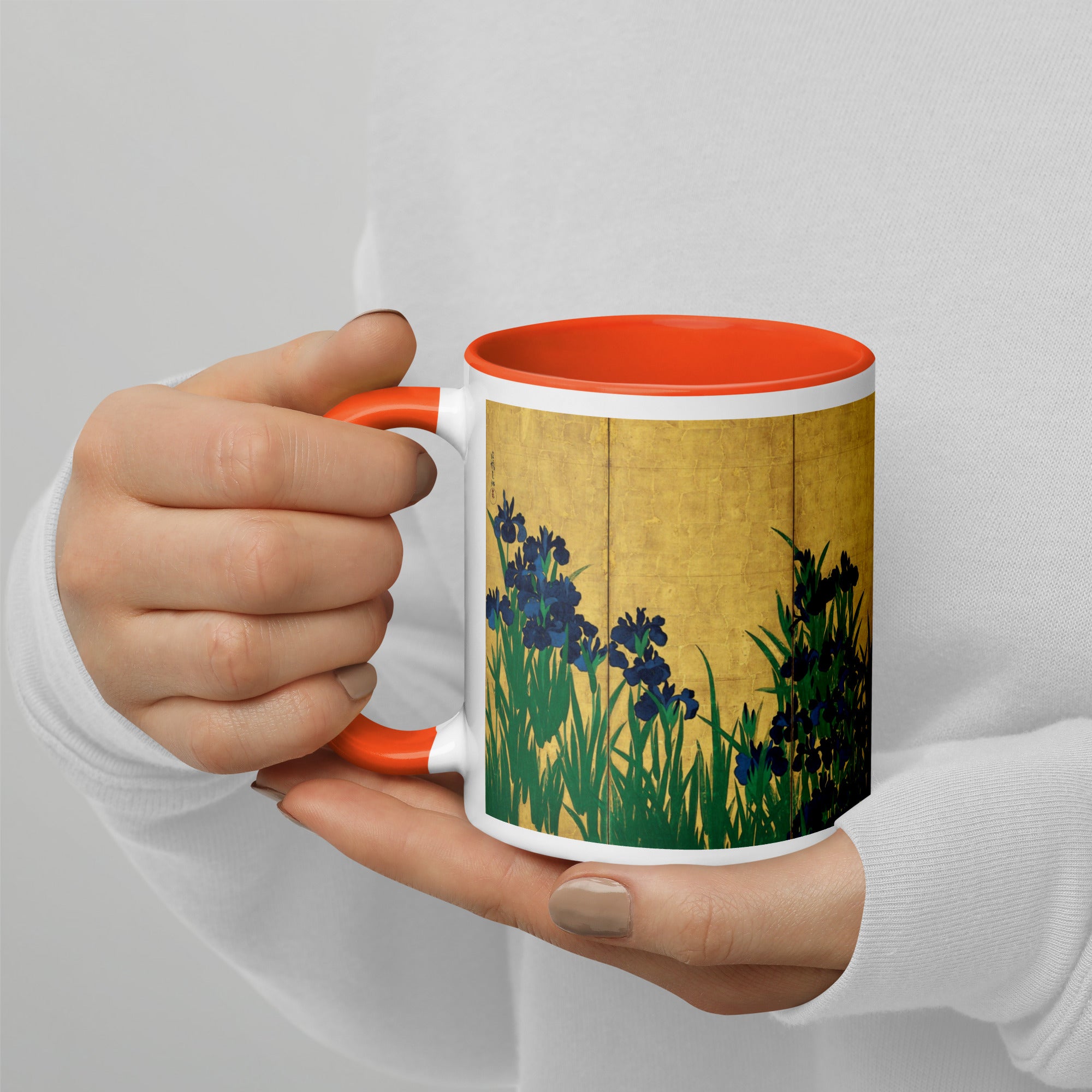 Keramiktasse mit berühmtem Gemälde „Iris“ von Ogata Kōrin | Hochwertige Kunsttasse