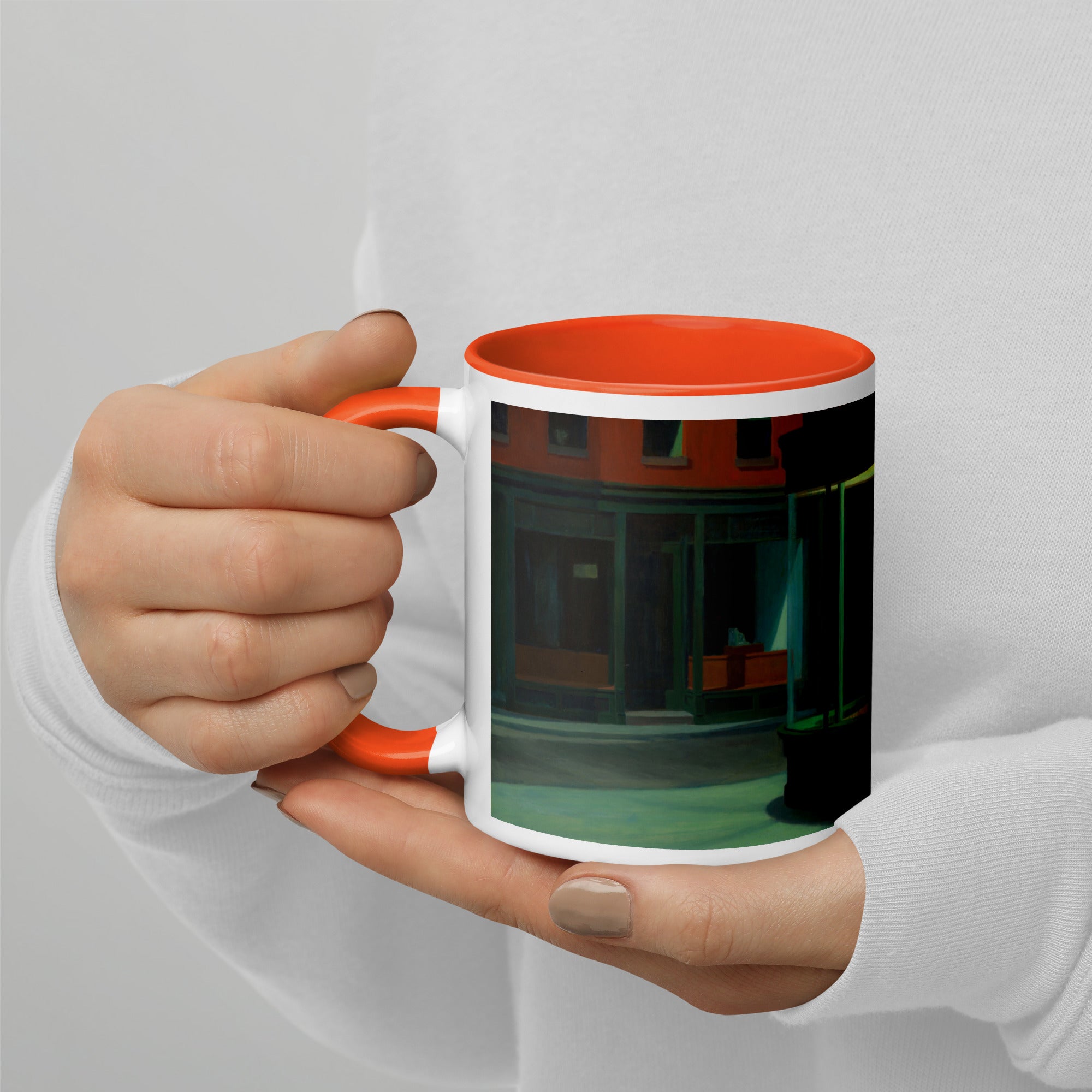 Keramiktasse mit berühmtem Gemälde „Nighthawks“ von Edward Hopper | Hochwertige Kunsttasse