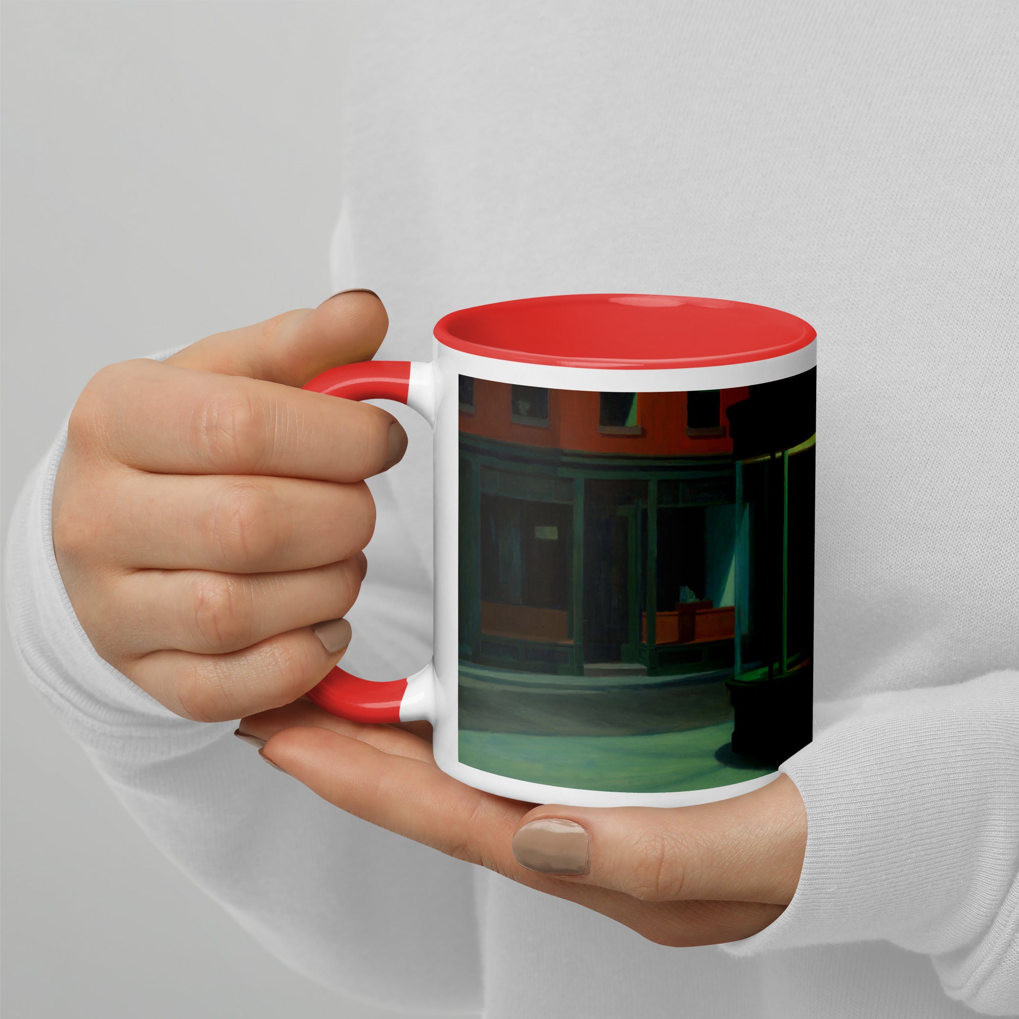 Keramiktasse mit berühmtem Gemälde „Nighthawks“ von Edward Hopper | Hochwertige Kunsttasse