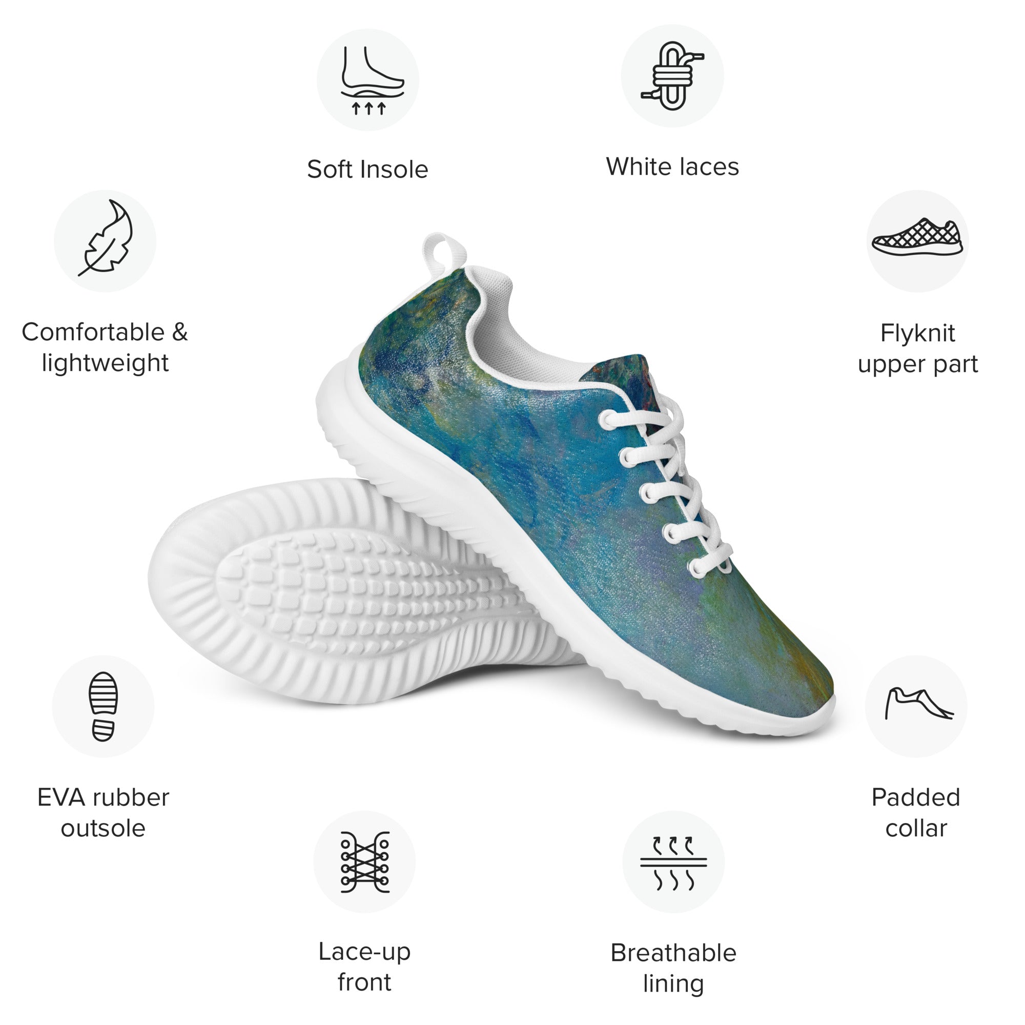 Claude Monet 'Wisteria' Lightweight Athletic Running Shoes | Premium Art Sneakers for Women