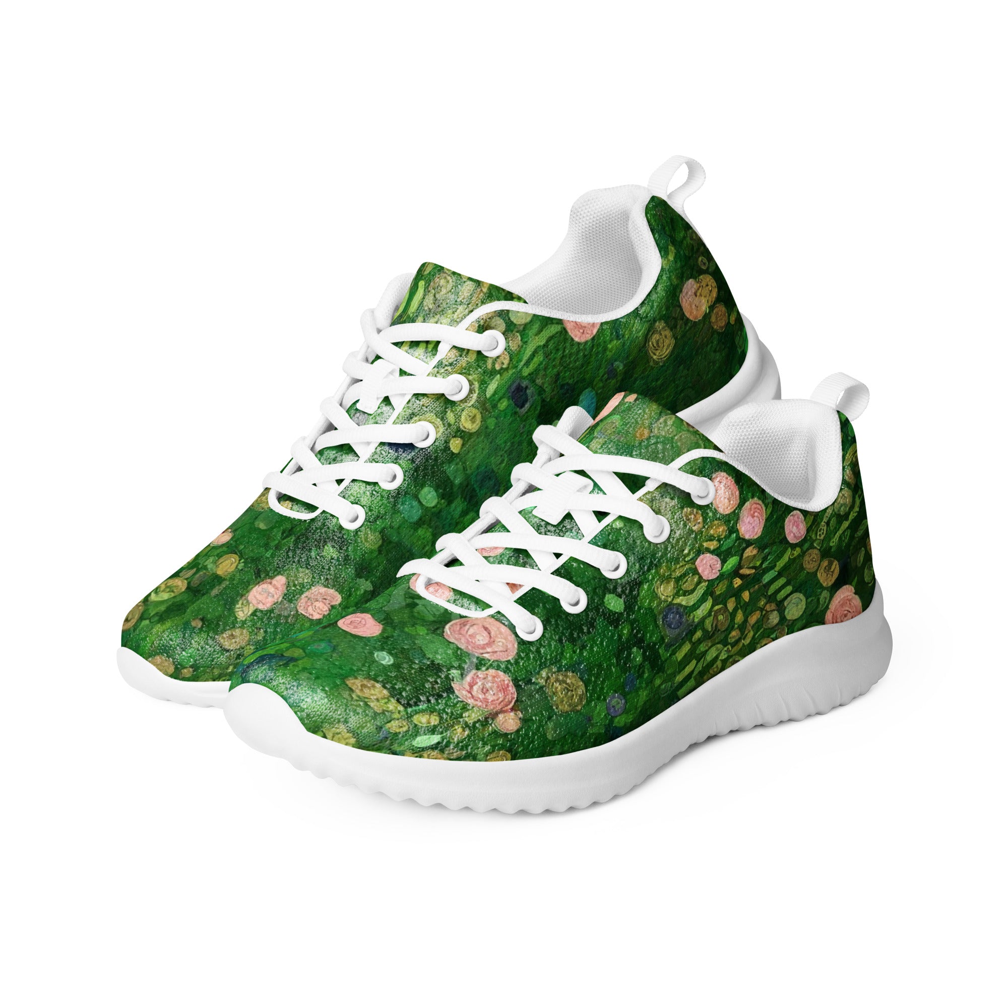 Gustav Klimt 'Rosebushes under the Trees' Lightweight Athletic Running Shoes | Premium Art Sneakers for Women