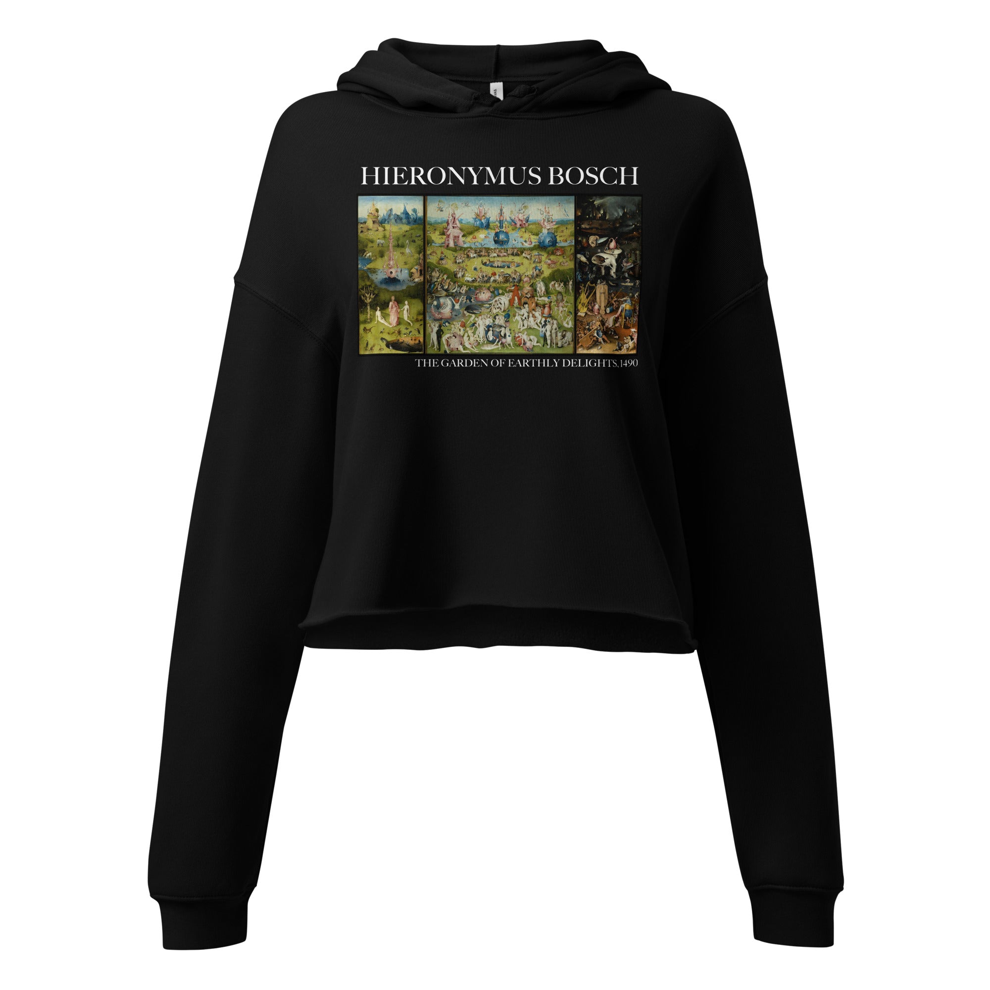 Kurzer Hoodie „Der Garten der Lüste“ von Hieronymus Bosch, berühmtes Gemälde | Kurzer Hoodie mit Premium-Kunstmotiv