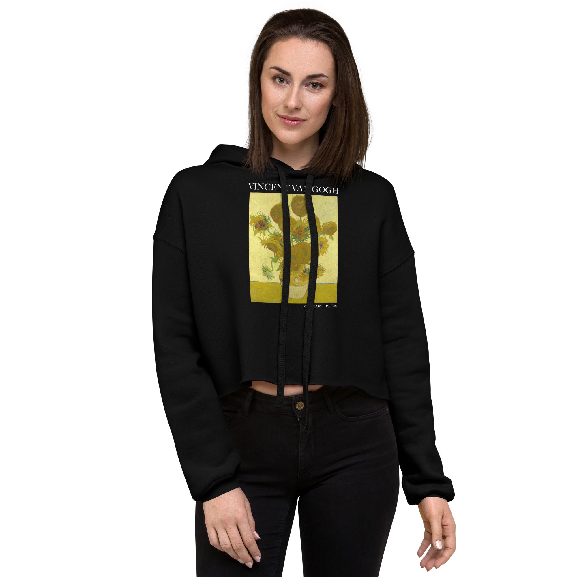 Vincent van Gogh 'Sunflowers' Famous Painting Cropped Hoodie | Premium Art Cropped Hoodie