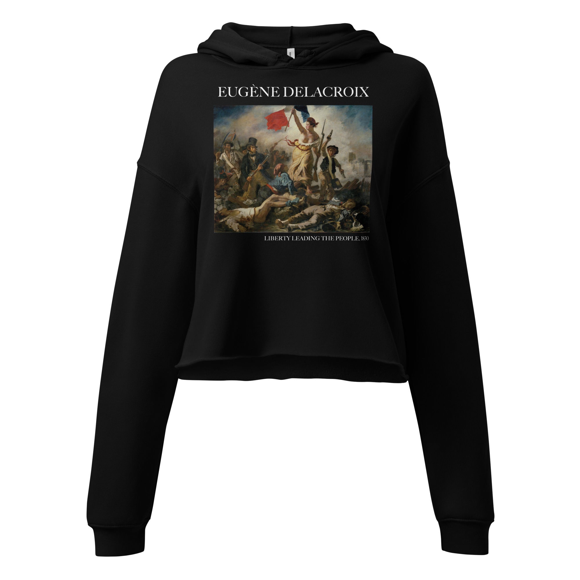 Eugène Delacroix 'Liberty Leading the People' Famous Painting Cropped Hoodie | Premium Art Cropped Hoodie