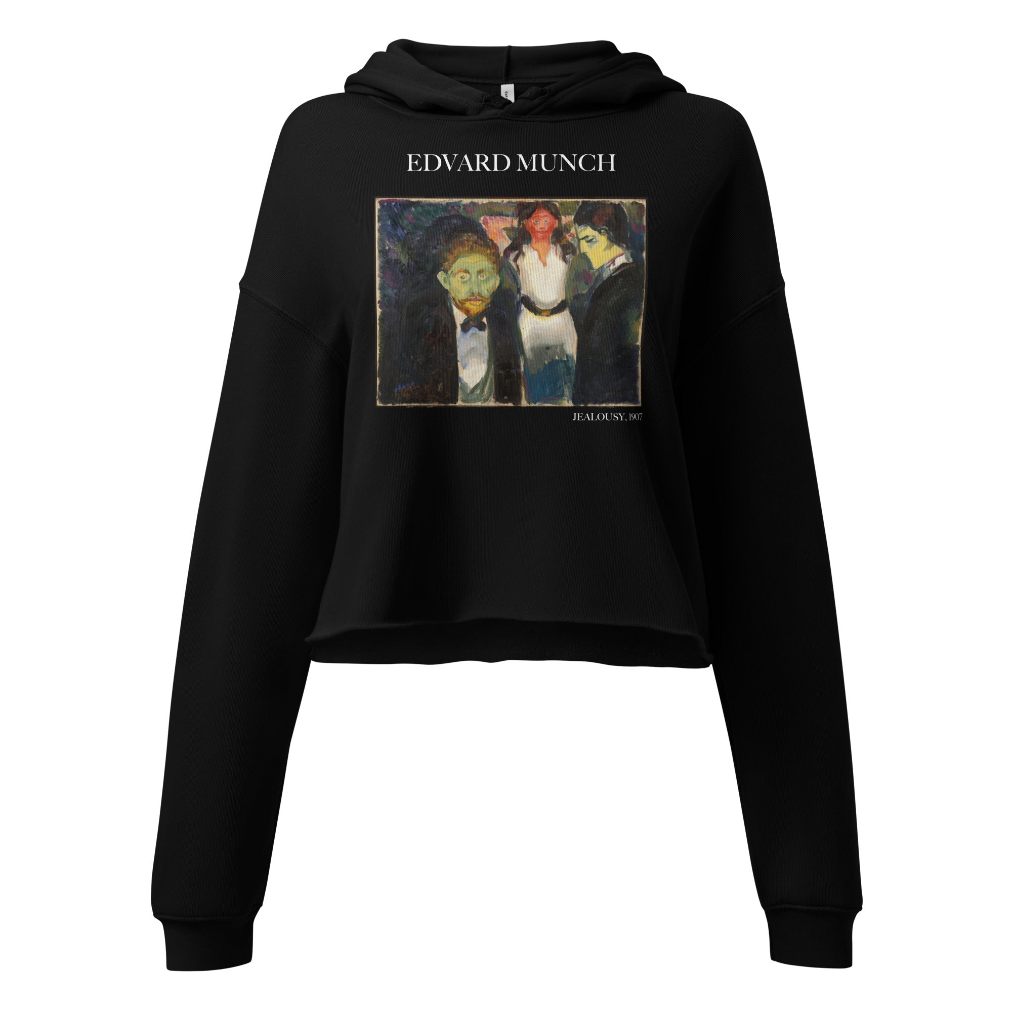 Edvard Munch 'Jealousy' Famous Painting Cropped Hoodie | Premium Art Cropped Hoodie