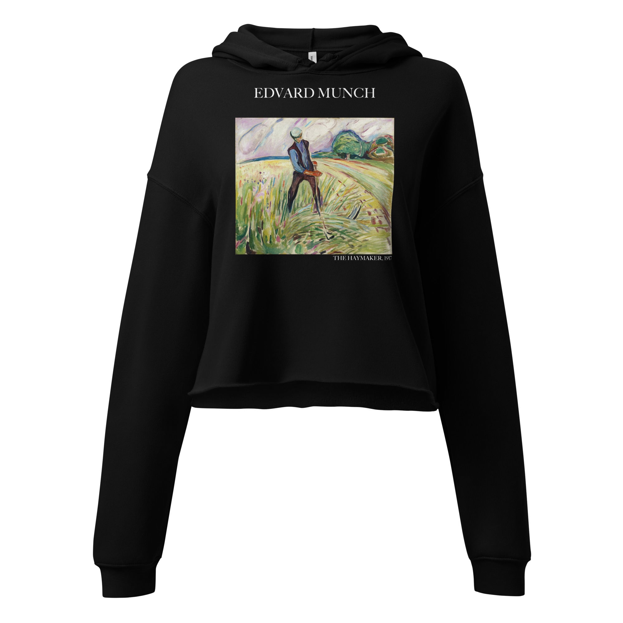 Kurzer Hoodie „Der Heumacher“ von Edvard Munch, berühmtes Gemälde | Kurzer Hoodie mit Premium-Kunstmotiv