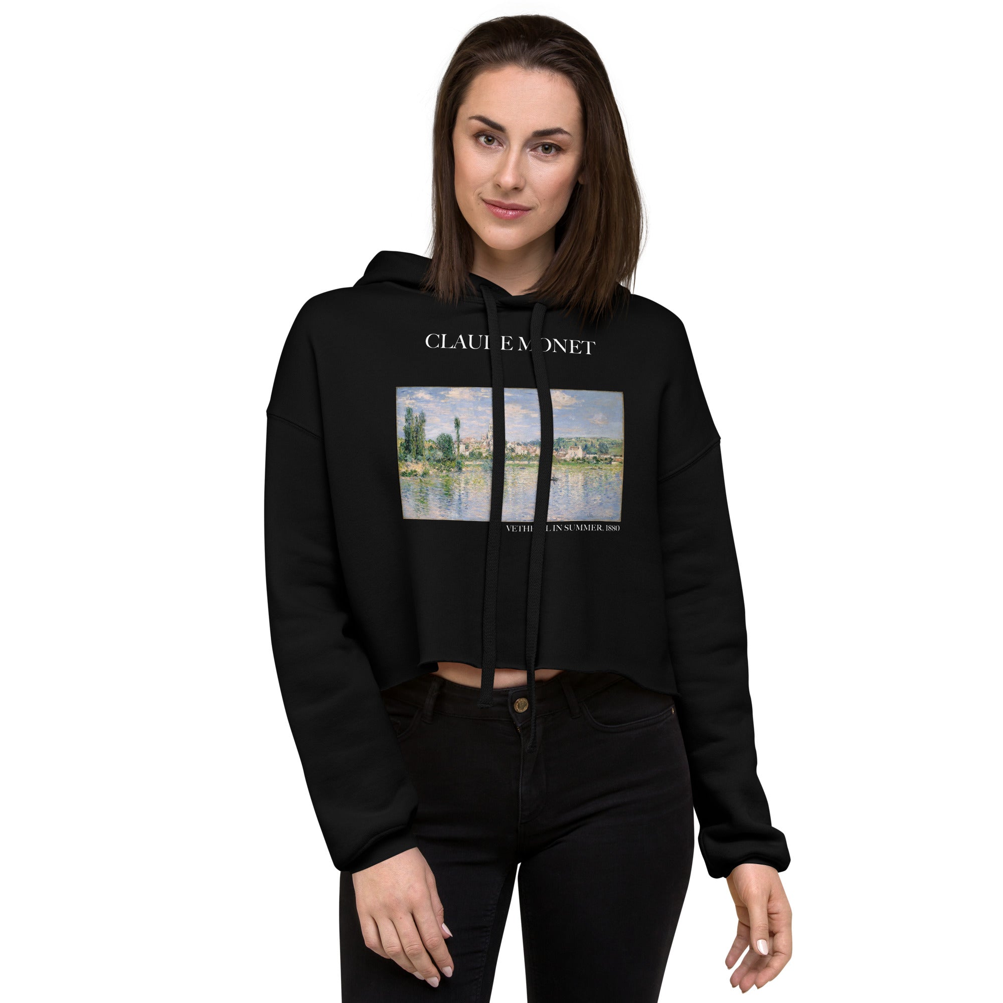 Claude Monet 'Vetheuil in Summer' Famous Painting Cropped Hoodie | Premium Art Cropped Hoodie