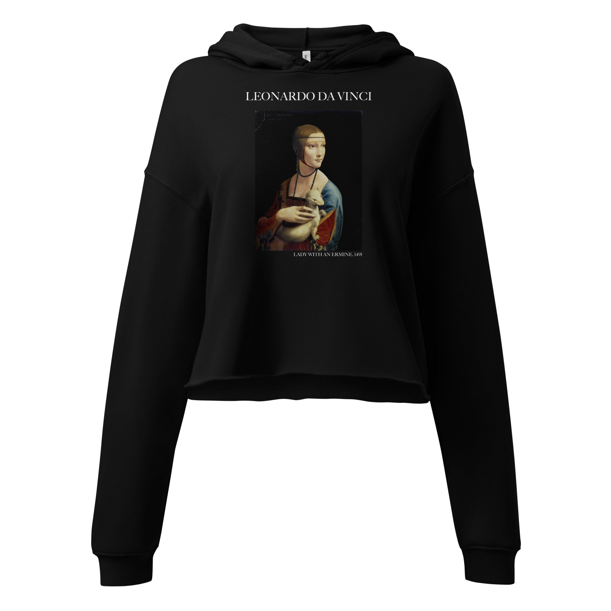 Kurzer Hoodie „Die Dame mit dem Hermelin“ von Leonardo da Vinci, berühmtes Gemälde | Kurzer Hoodie mit Premium-Kunstmotiv