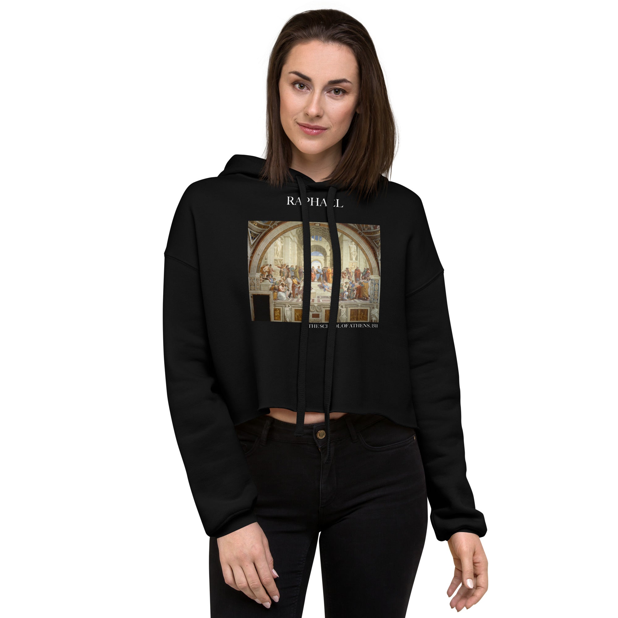 Raphael 'The School of Athens' Famous Painting Cropped Hoodie | Premium Art Cropped Hoodie