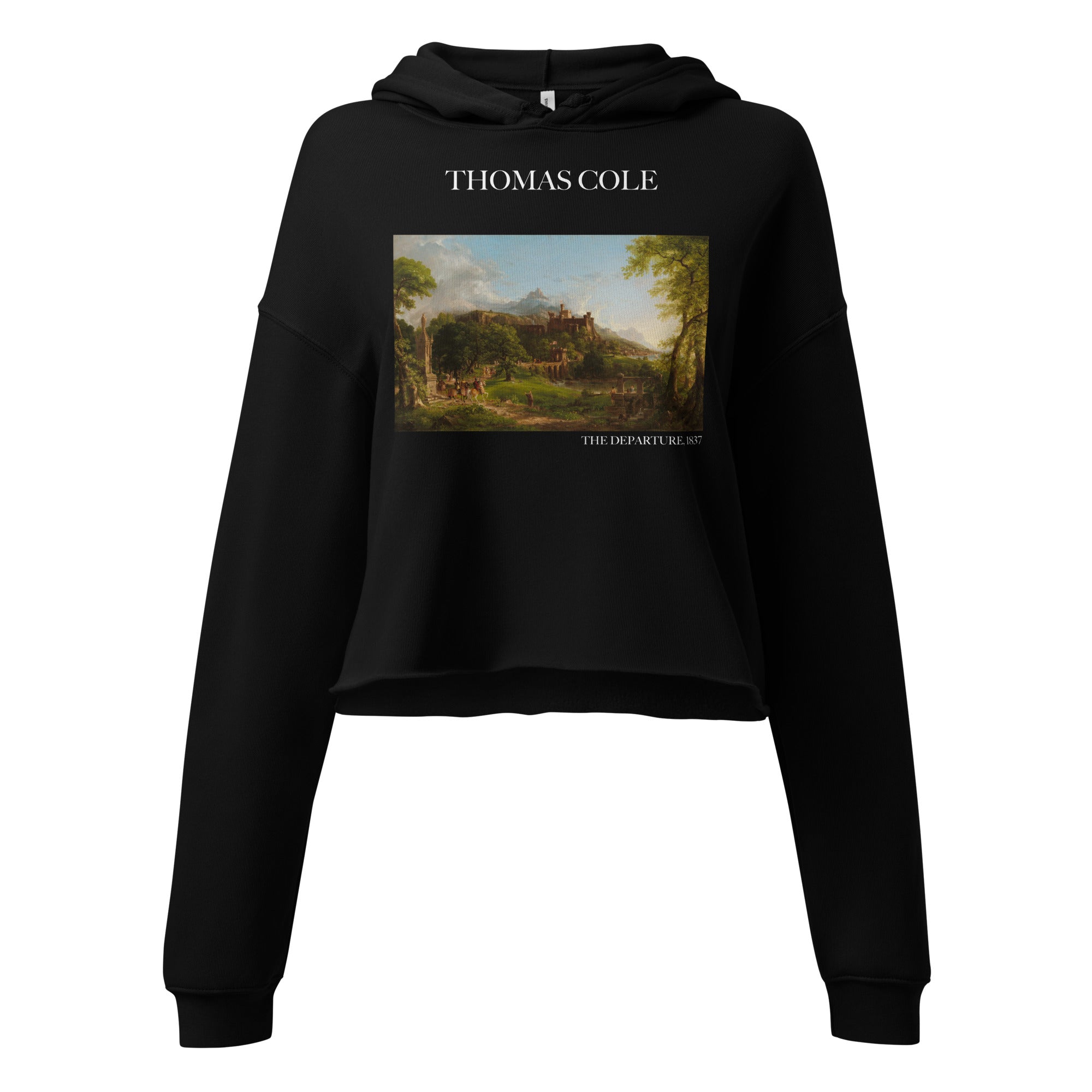 Kurzer Hoodie mit berühmtem Gemälde „The Departure“ von Thomas Cole | Kurzer Hoodie mit Premium-Kunstmotiv